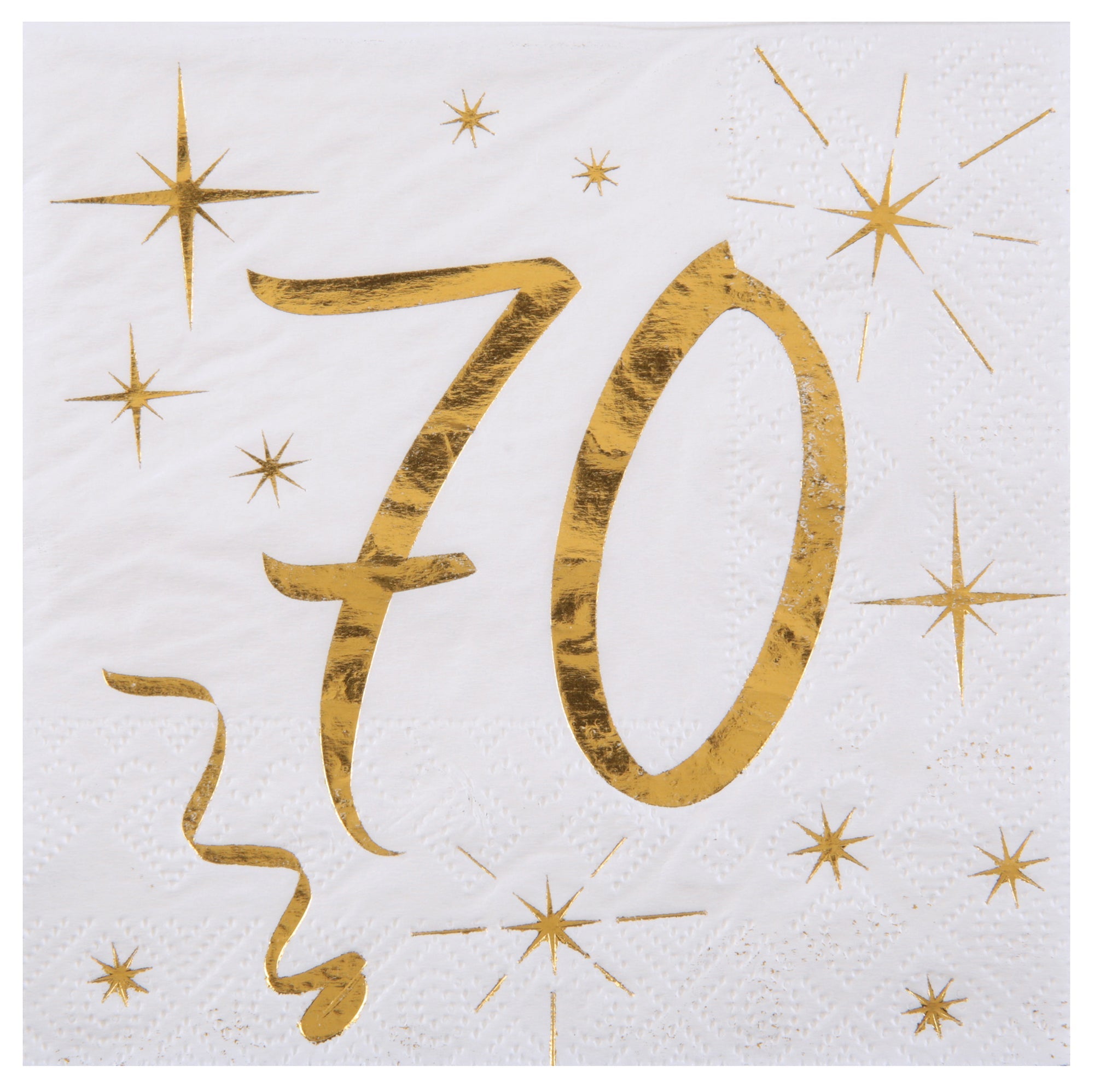 Age 70 20 Beverage Napkins Gold  10x10in