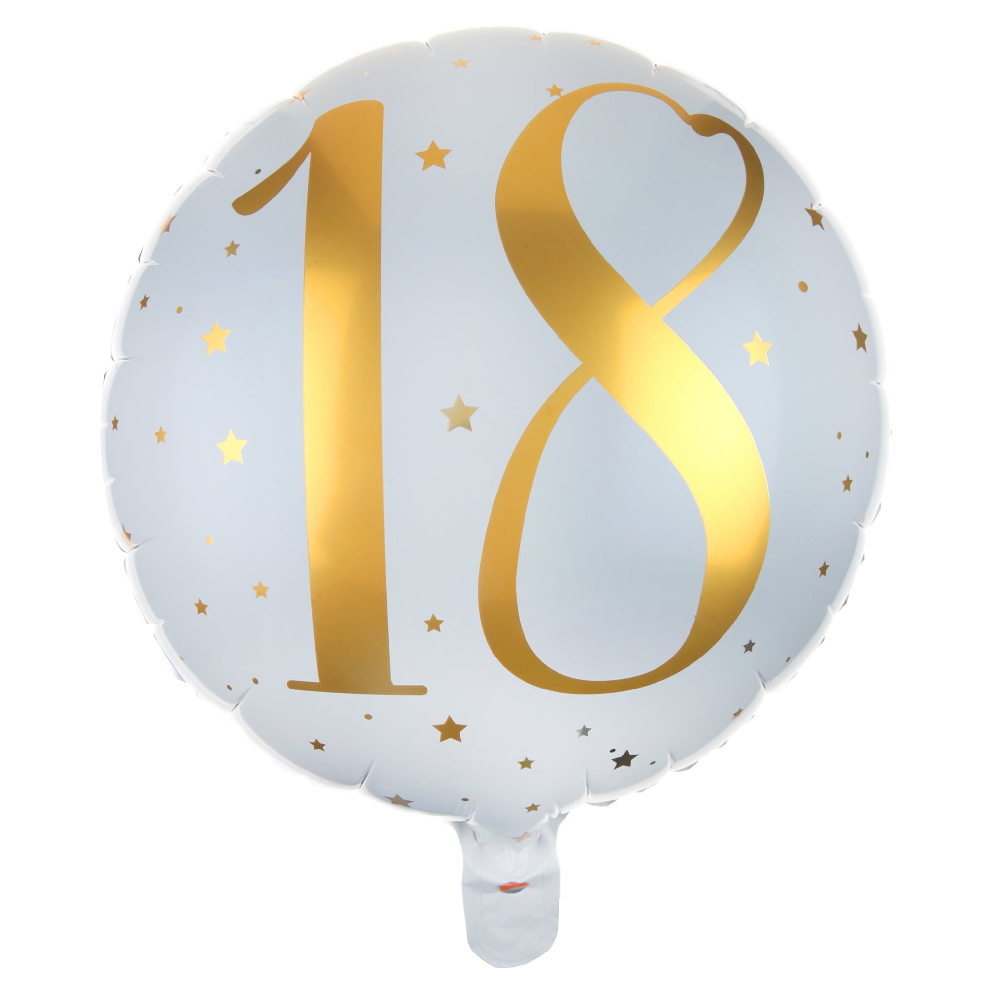 Age 18 Foil Balloon White and Gold 18in