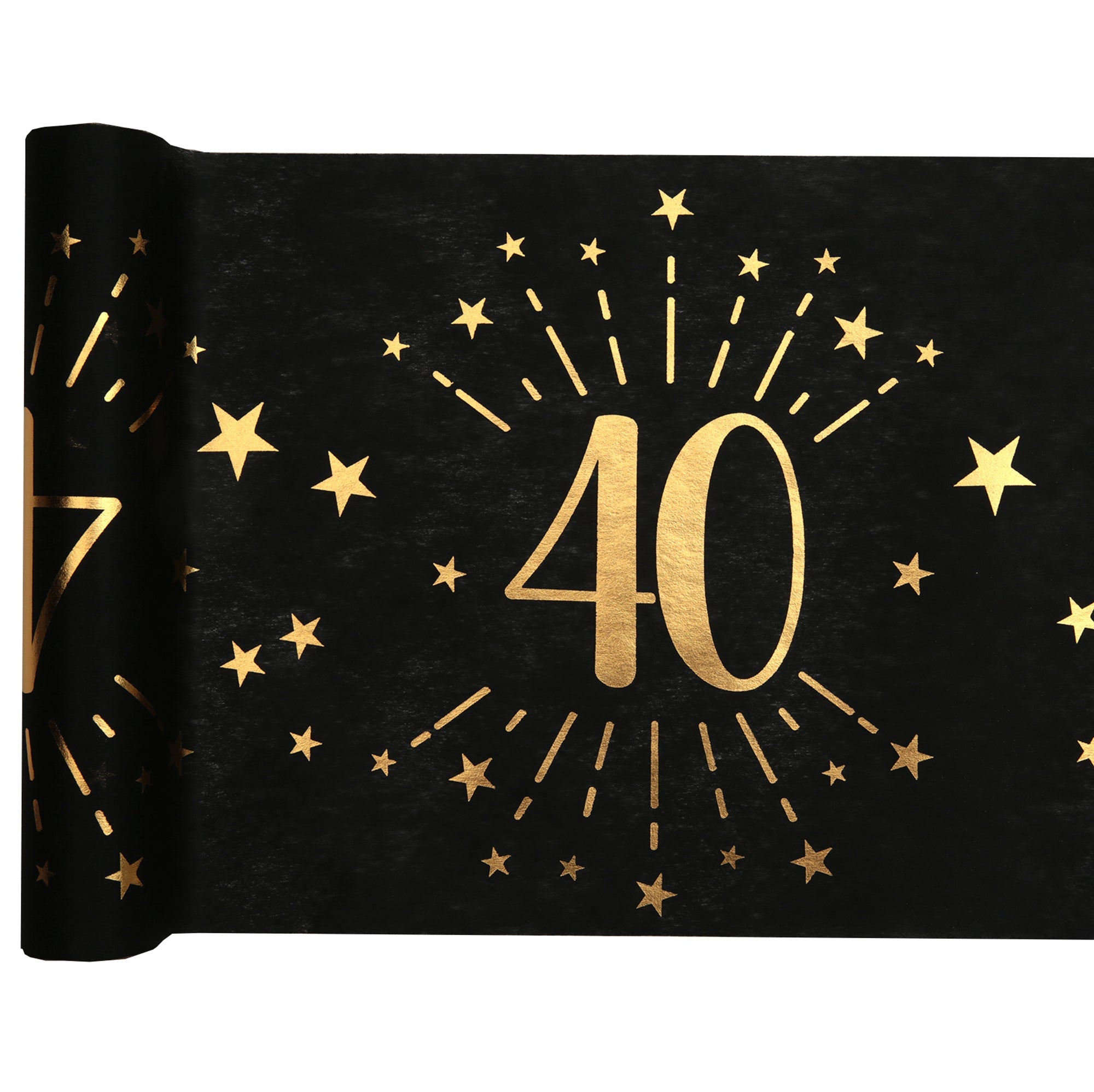 Sparkling Age 40 Table Runner Black and Gold 12x195in