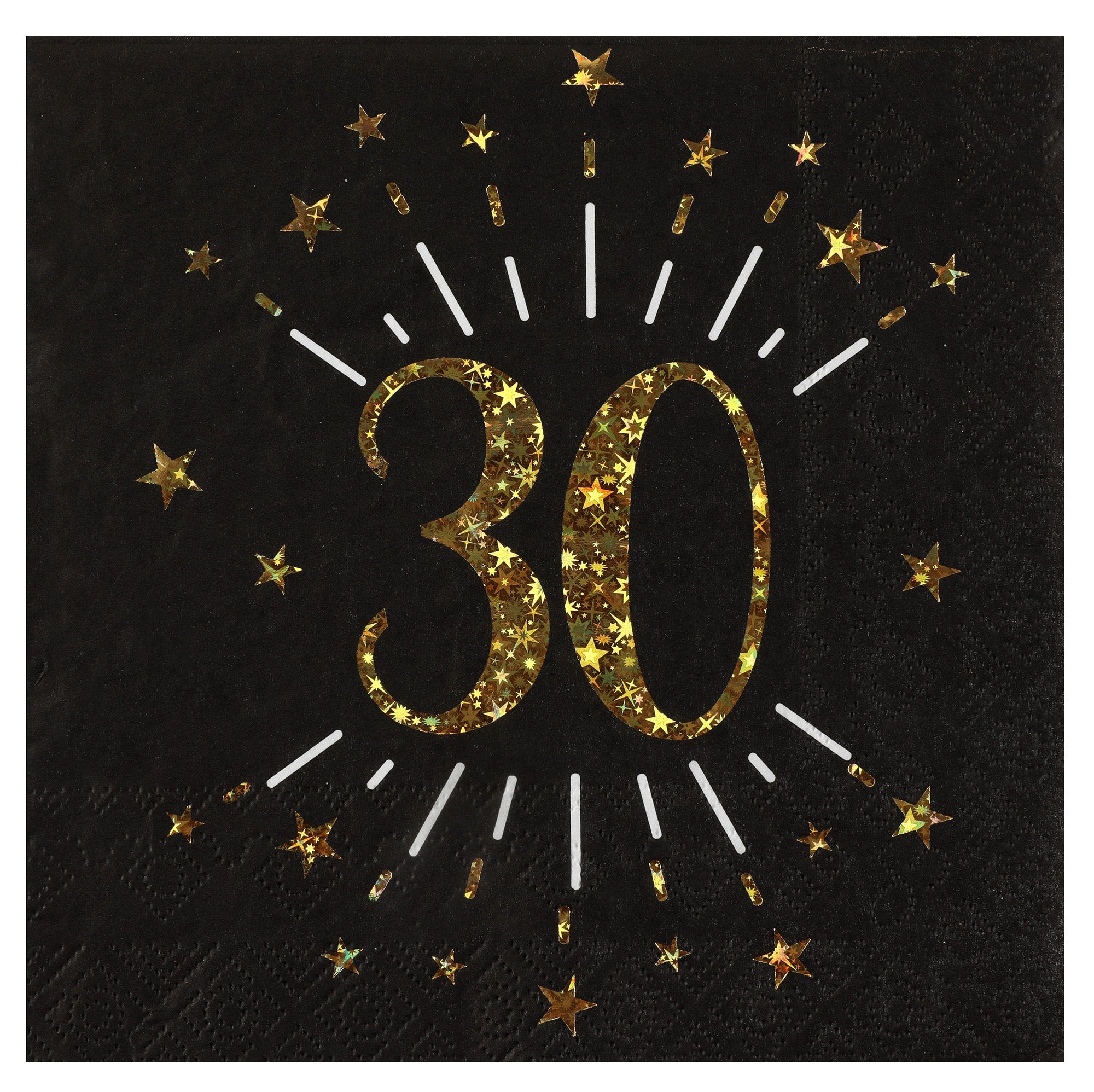Sparkling Age 30 Luncheon Napkins Black and Gold 13x13in