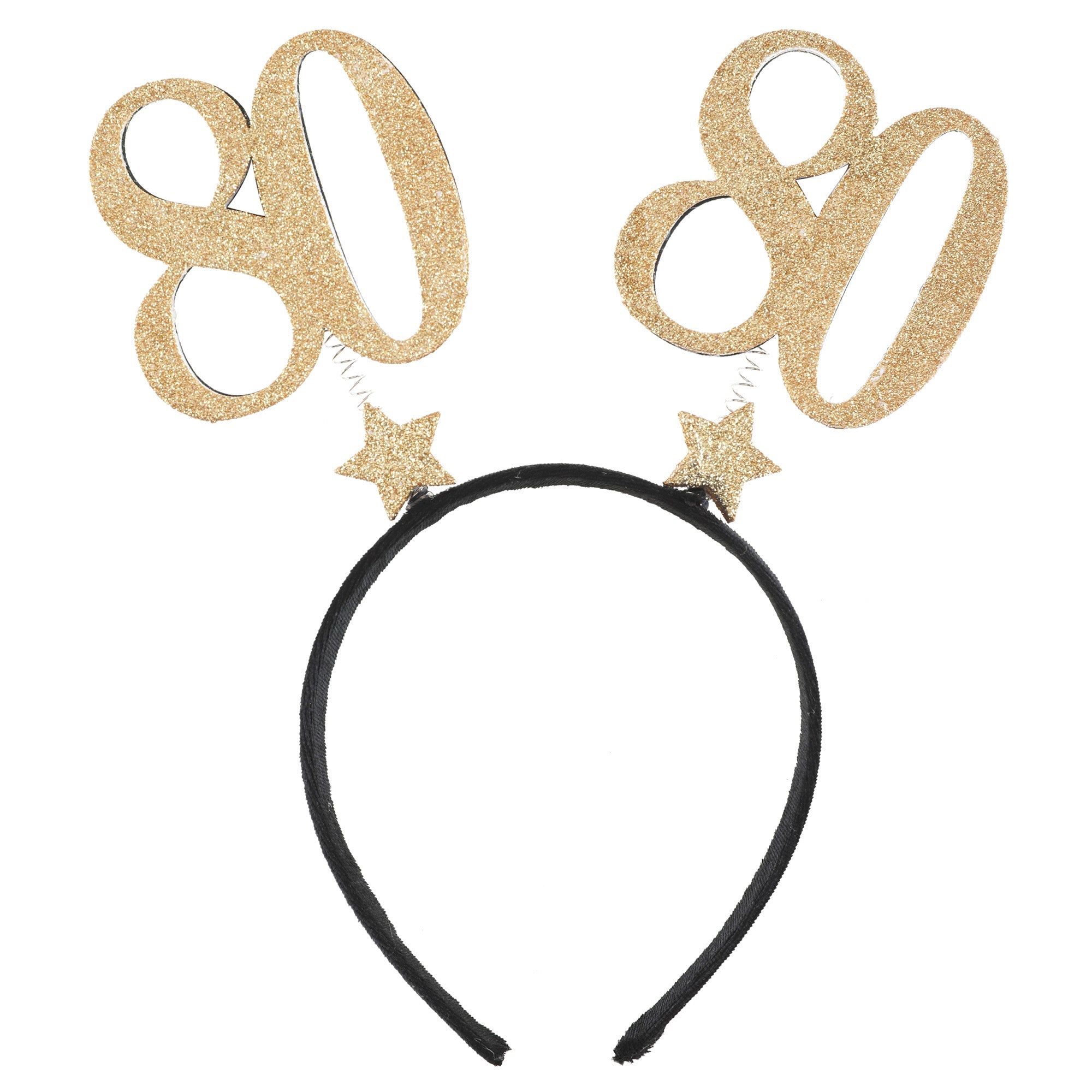 Age 80 Headband Black and Gold 8.3x9.8in