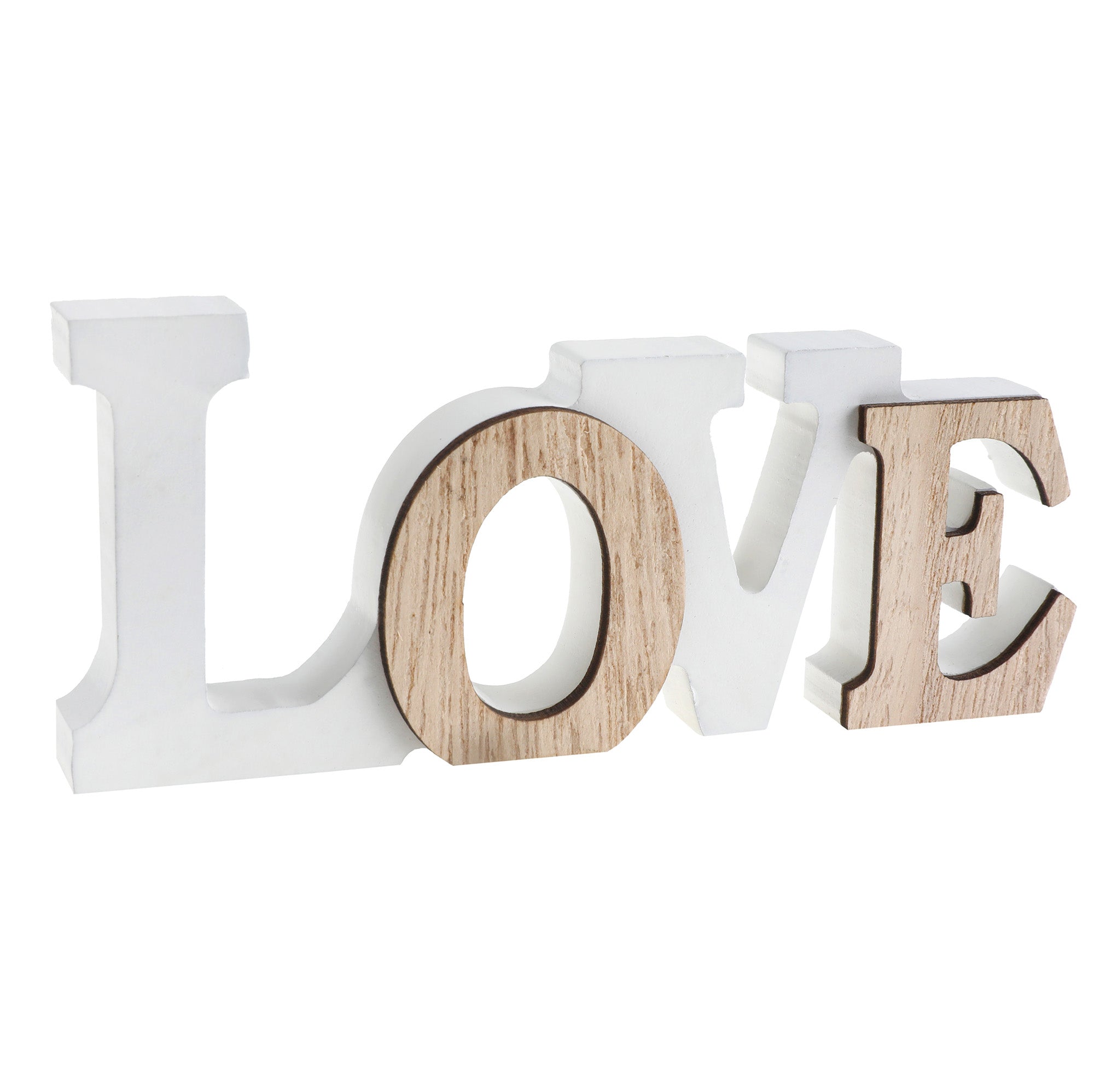 Love Decorative Sign White and Natural 5.5x0.5x2.4in
