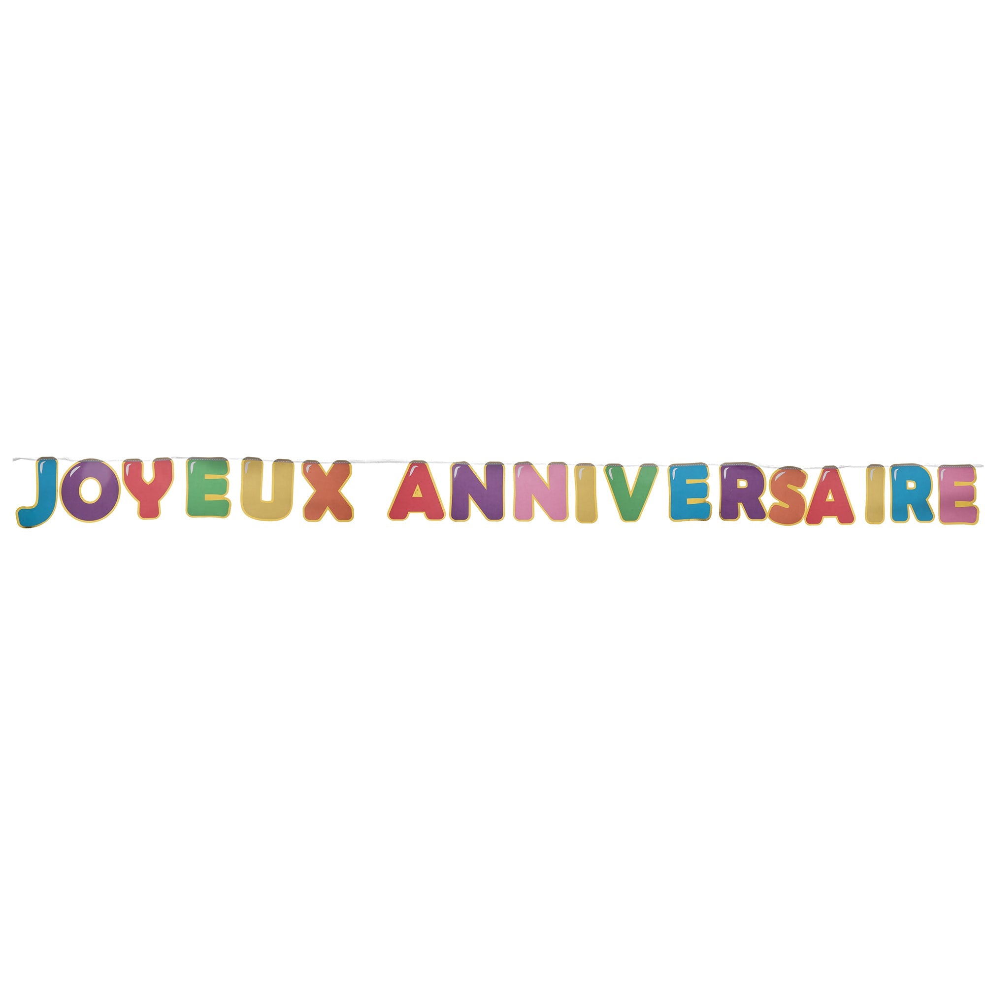 Balloon Anniversary Paper Banner on Ribbon Multicolored 4x108in