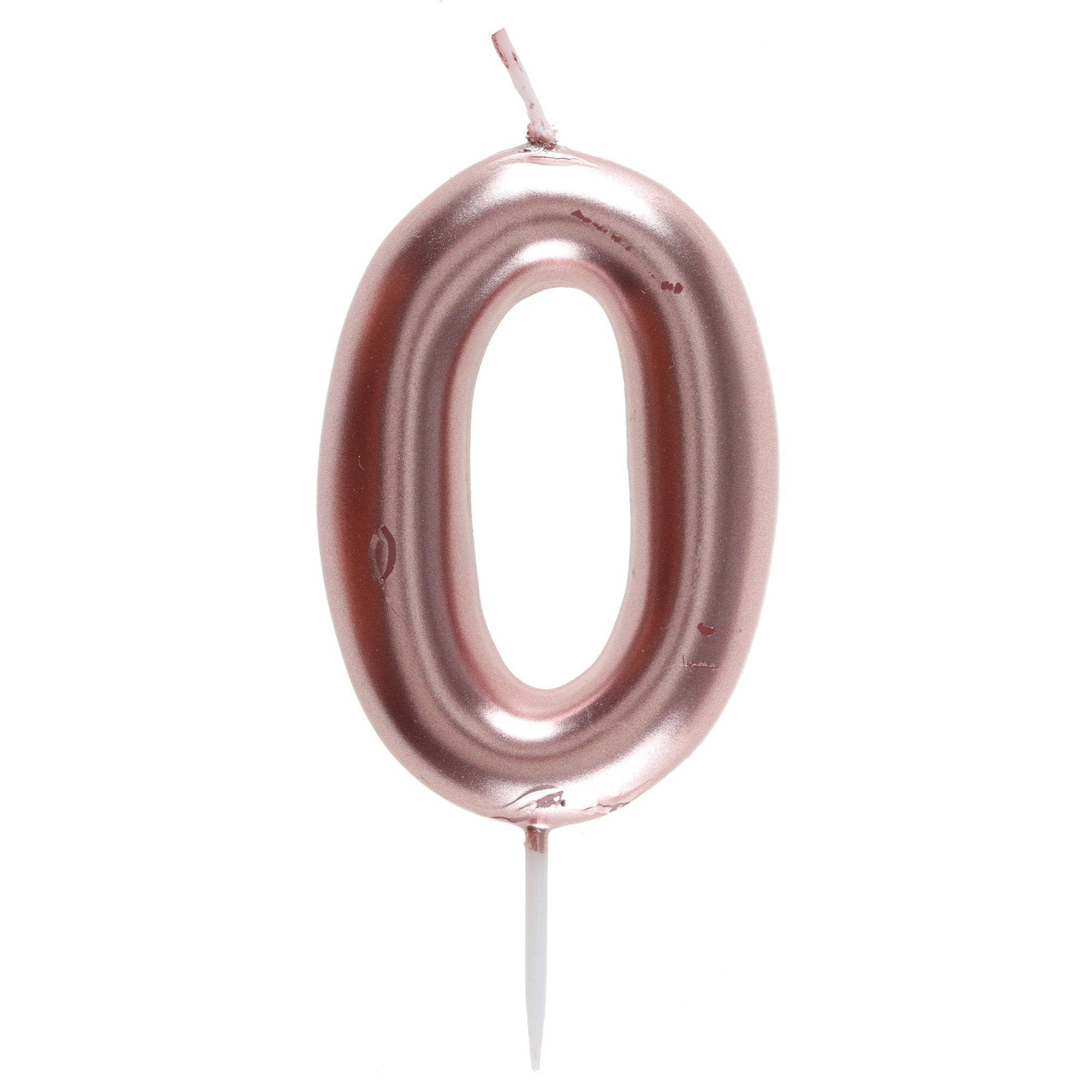 Number 0 Birthday Candle Rose Gold 1.6x3.5in