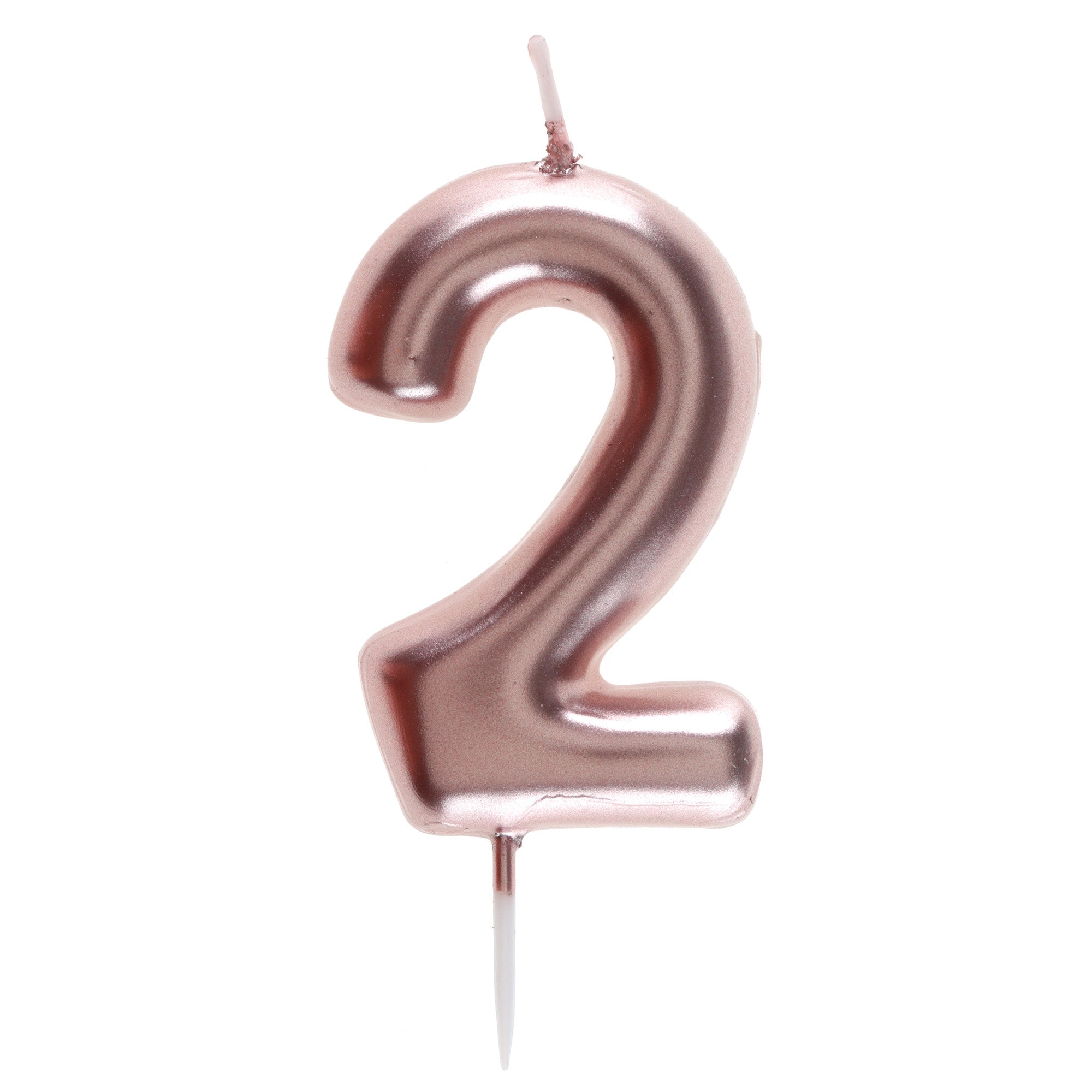 Number 2 Birthday Candle Rose Gold 1.6x3.5in