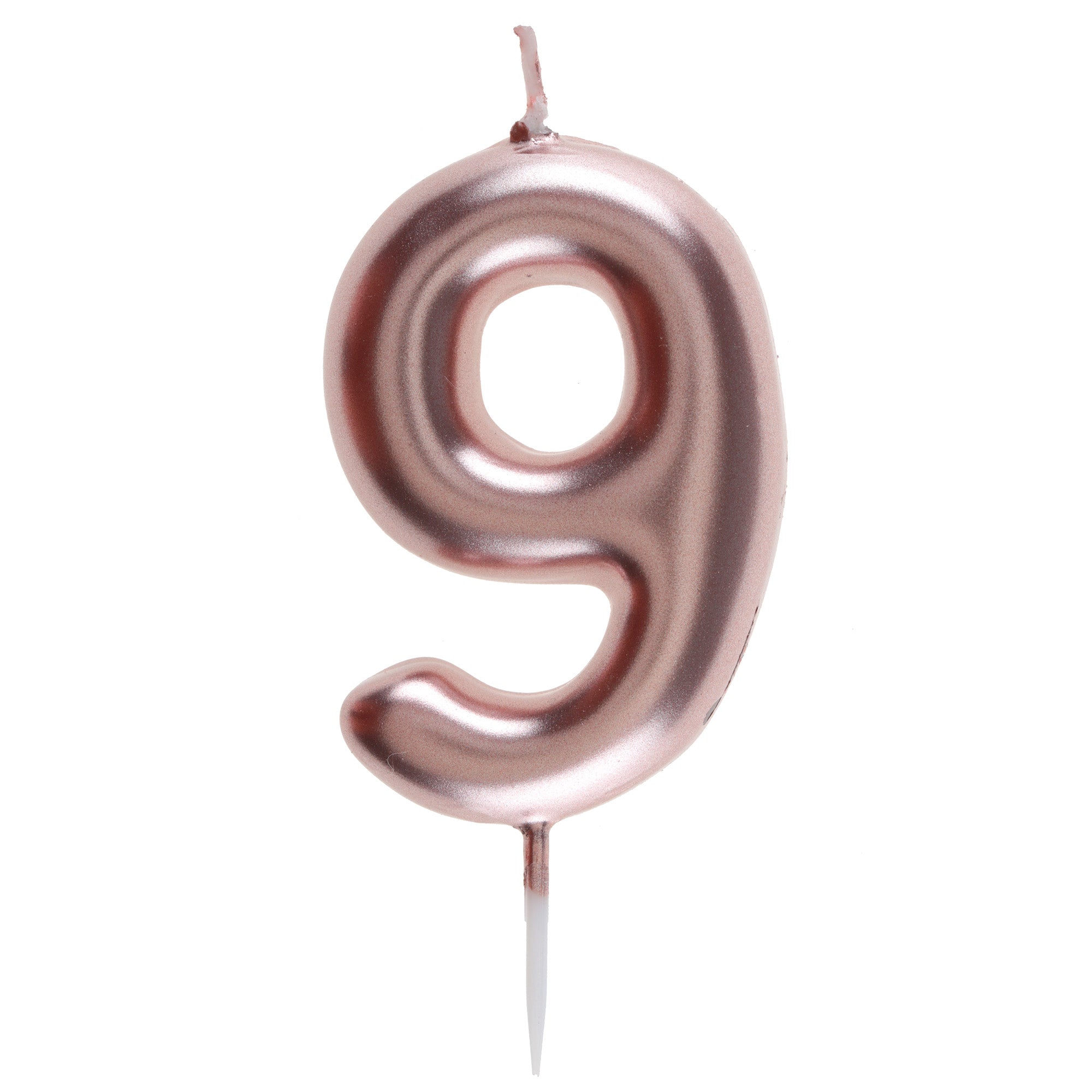Number 9 Birthday Candle Rose Gold 1.6x3.5in