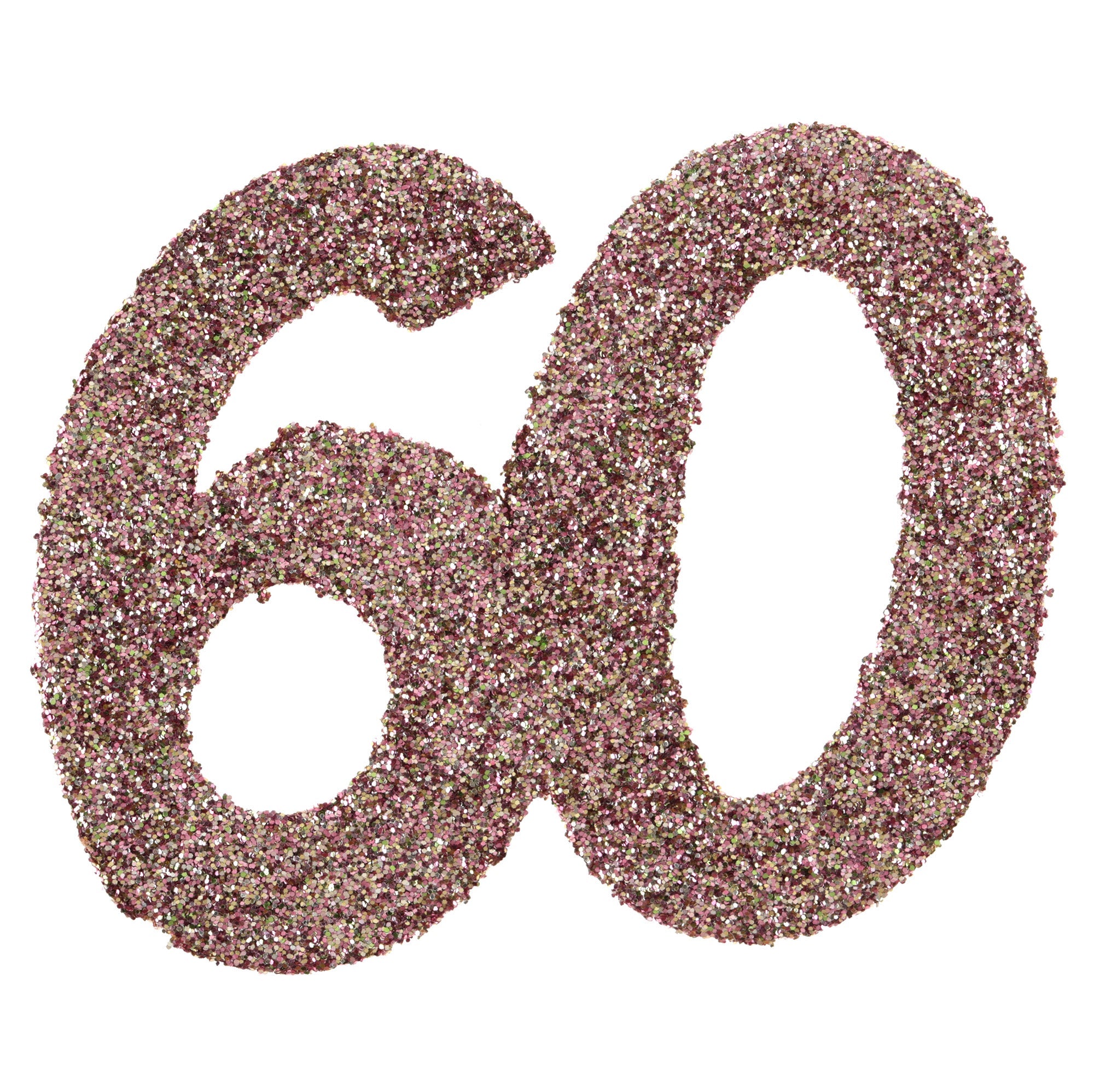 Age 60 Small Glitter Decorations to Sprinkle Rose Gold 2.4x2.4in
