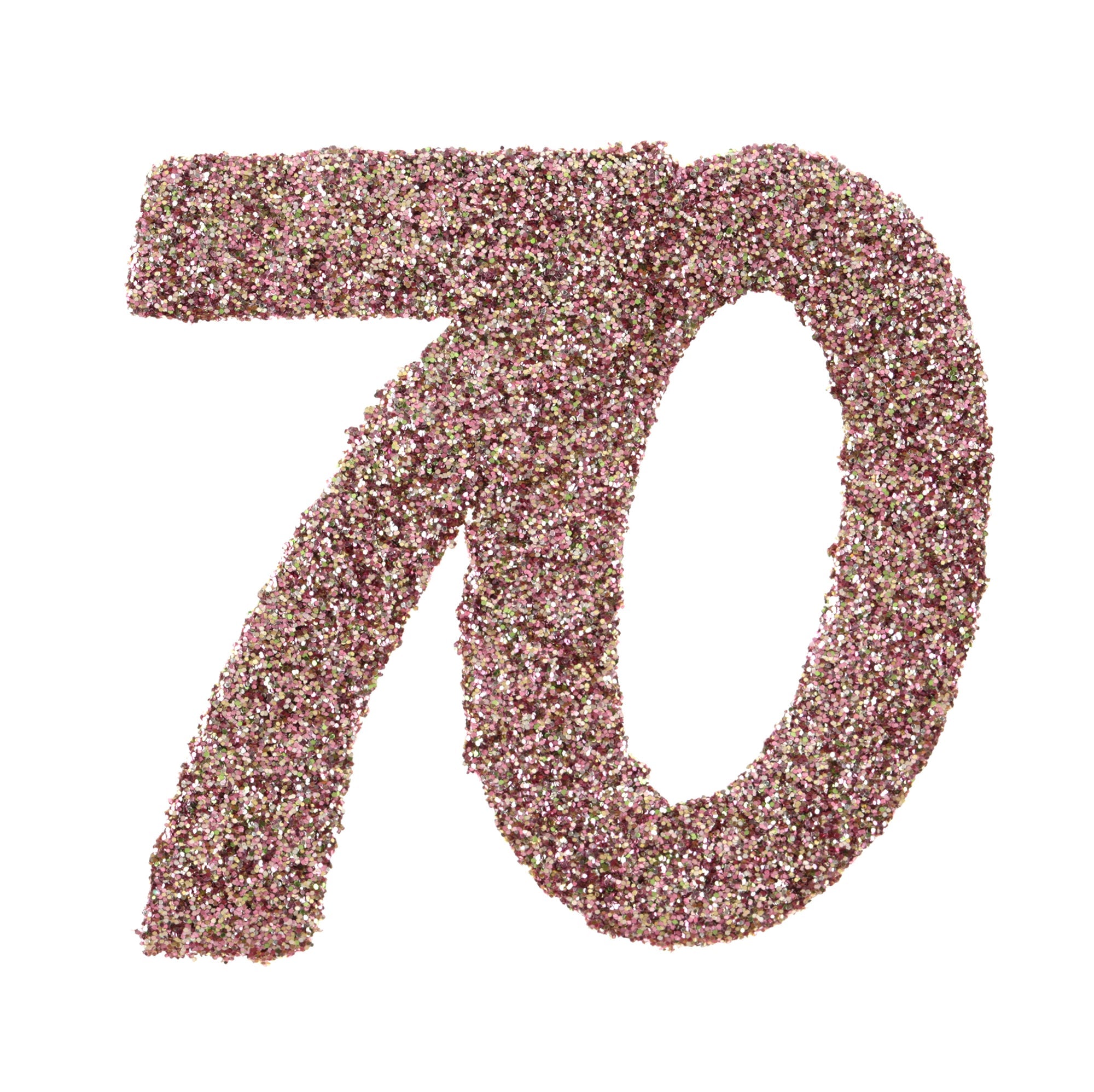 Age 70 Small Glitter Decorations to Sprinkle Rose Gold 2.4x2.4in