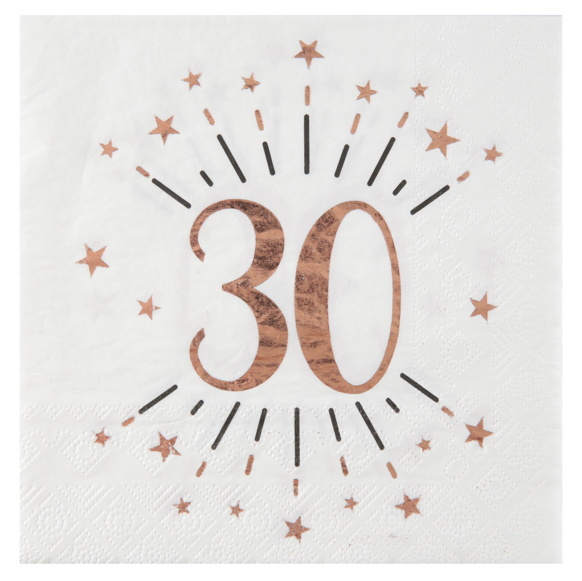 Sparkling Age 30 10 Luncheon Napkins Rose Gold 13x13in