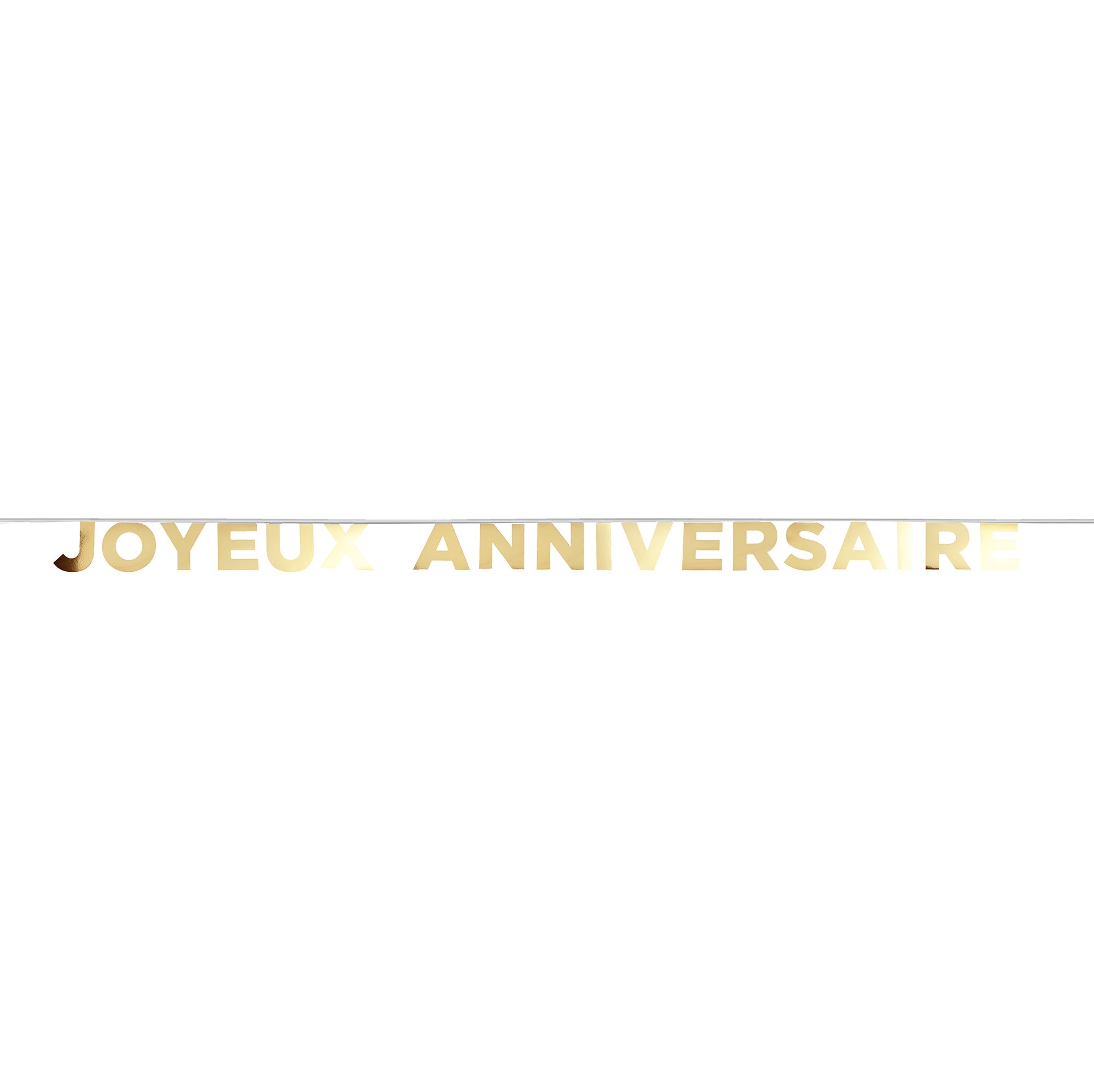Joyeux Anniversaire Paper Banner on Ribbon Gold 5.1x98in