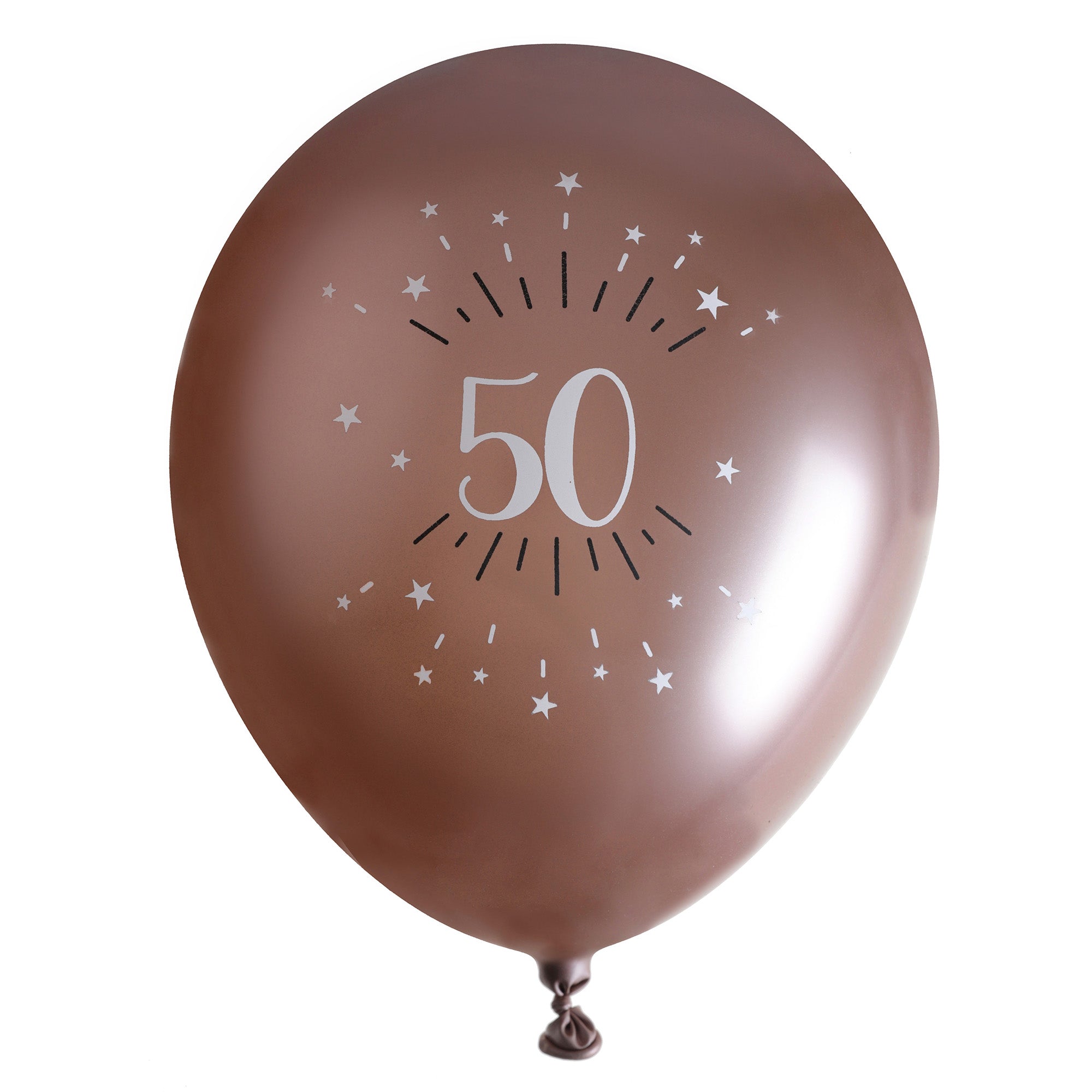 Sparkling Age 50 6 Printed Latex Balloons Rose Gold 12in