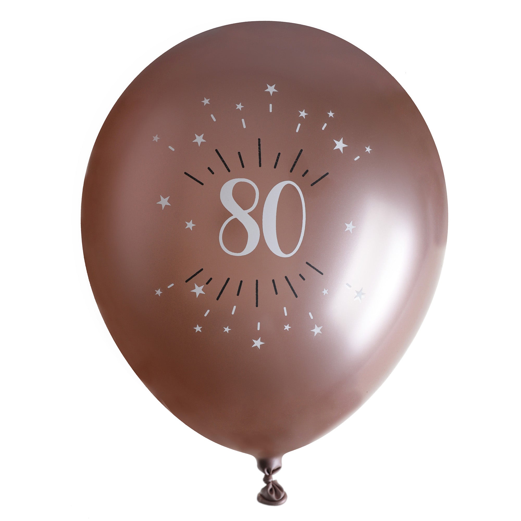 Sparkling Age 80 6 Printed Latex Balloons Rose Gold 12in