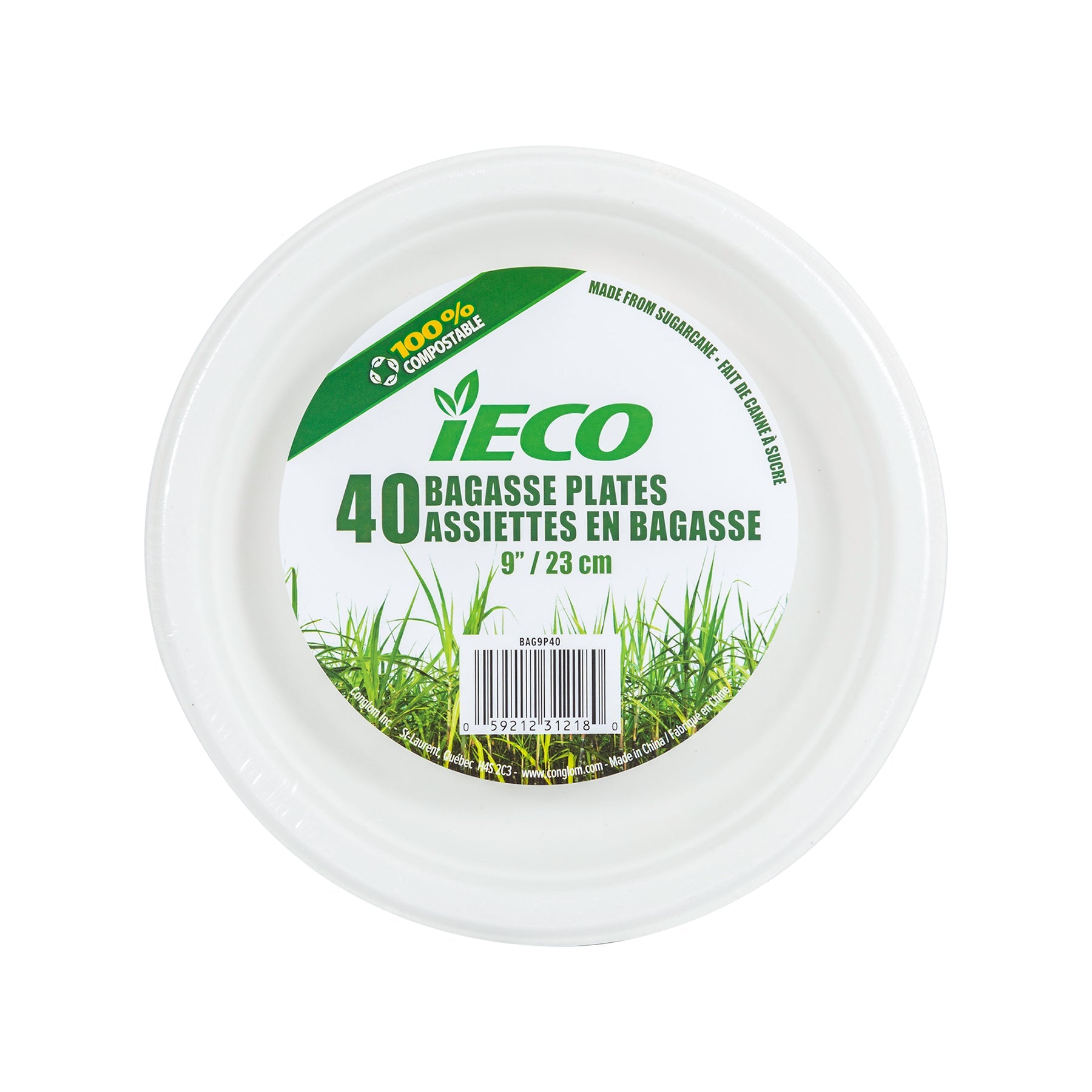 iEco 40 Bagasse Plates 9in