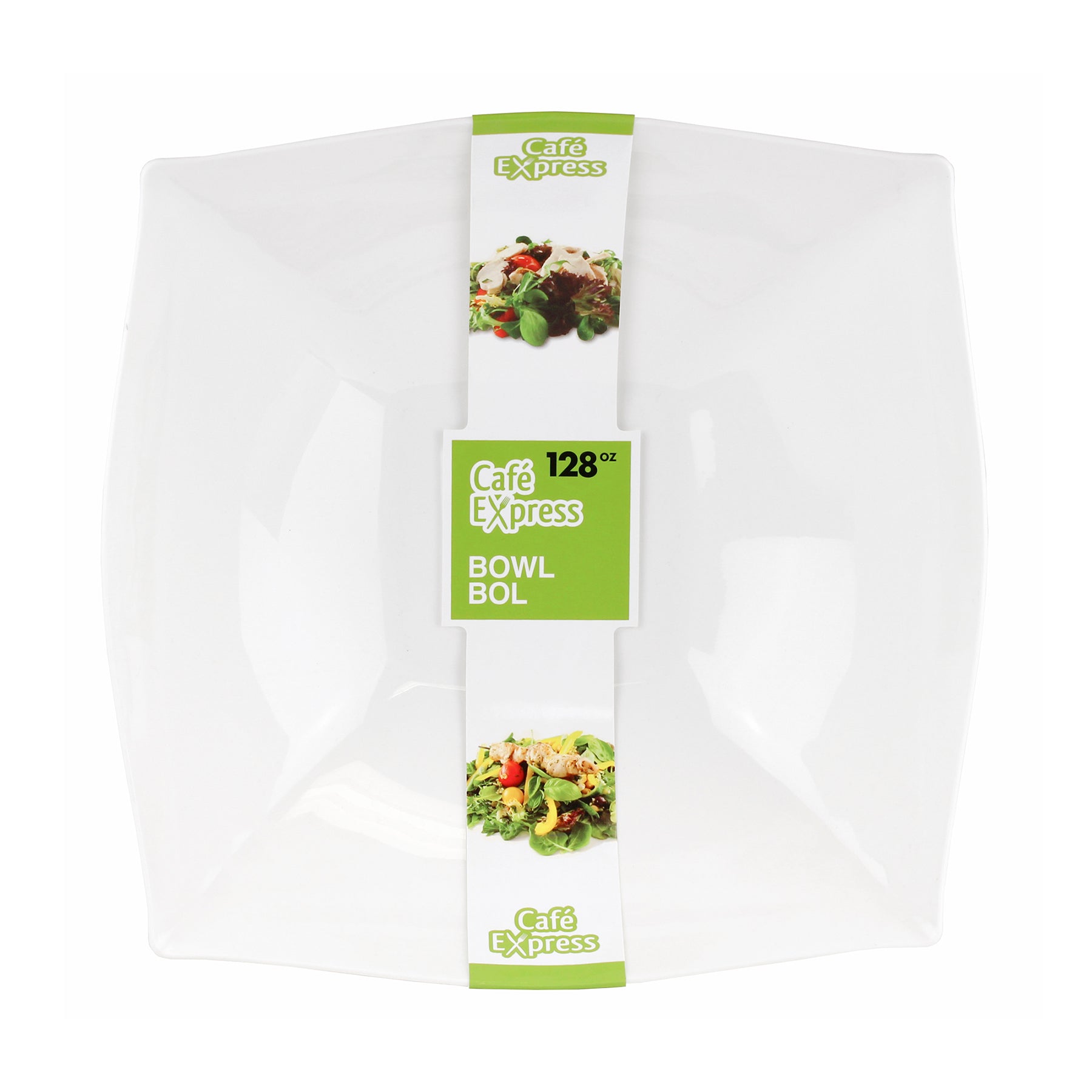 Café Express Square Bowl White Plastic 128oz