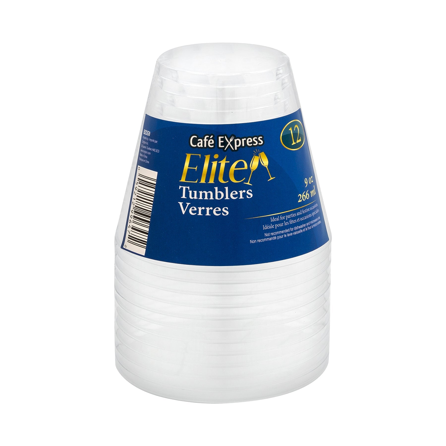 Café Express Elite 12 Tumblers Clear Plastic 9oz