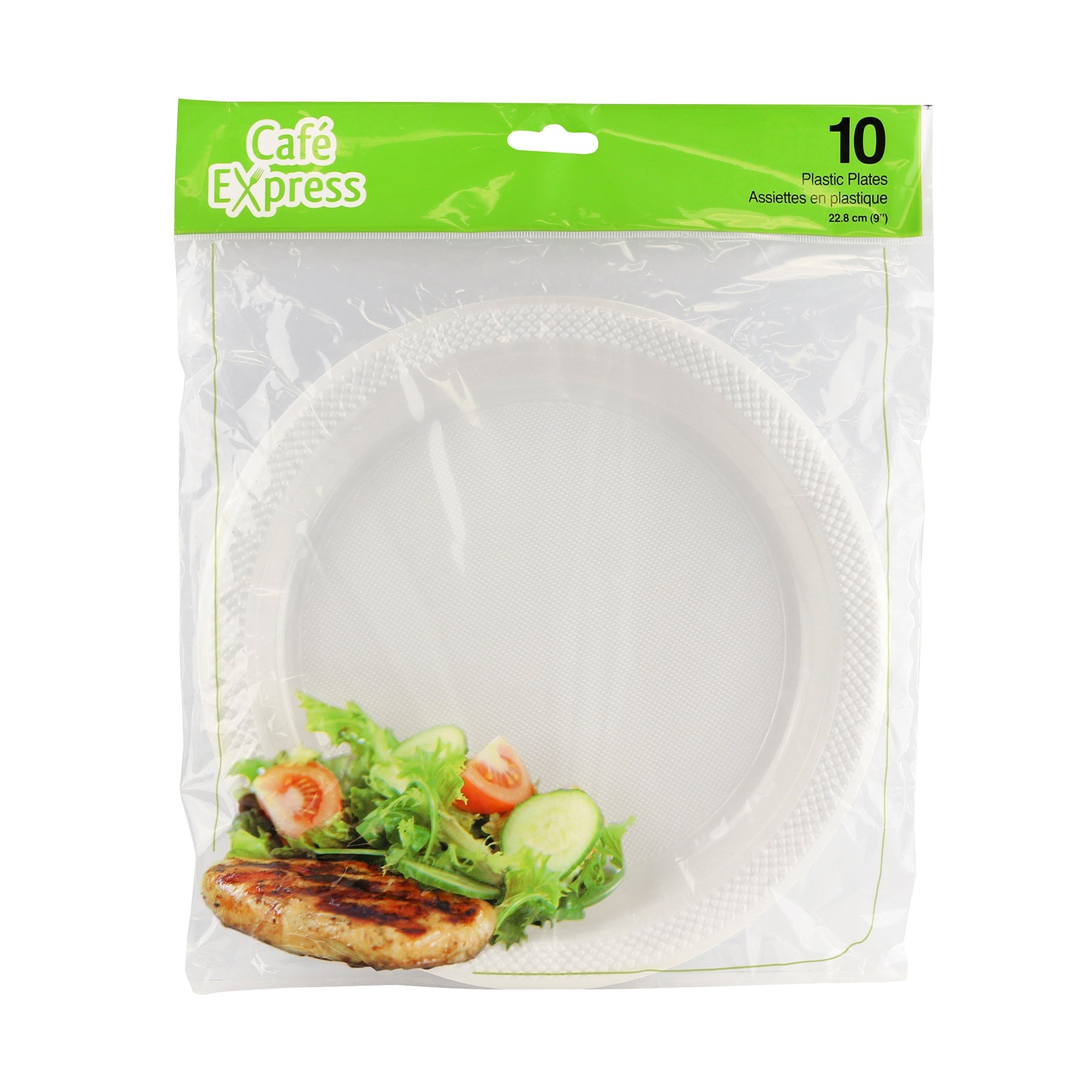 Café Express 10 Plates White Plastic 9in