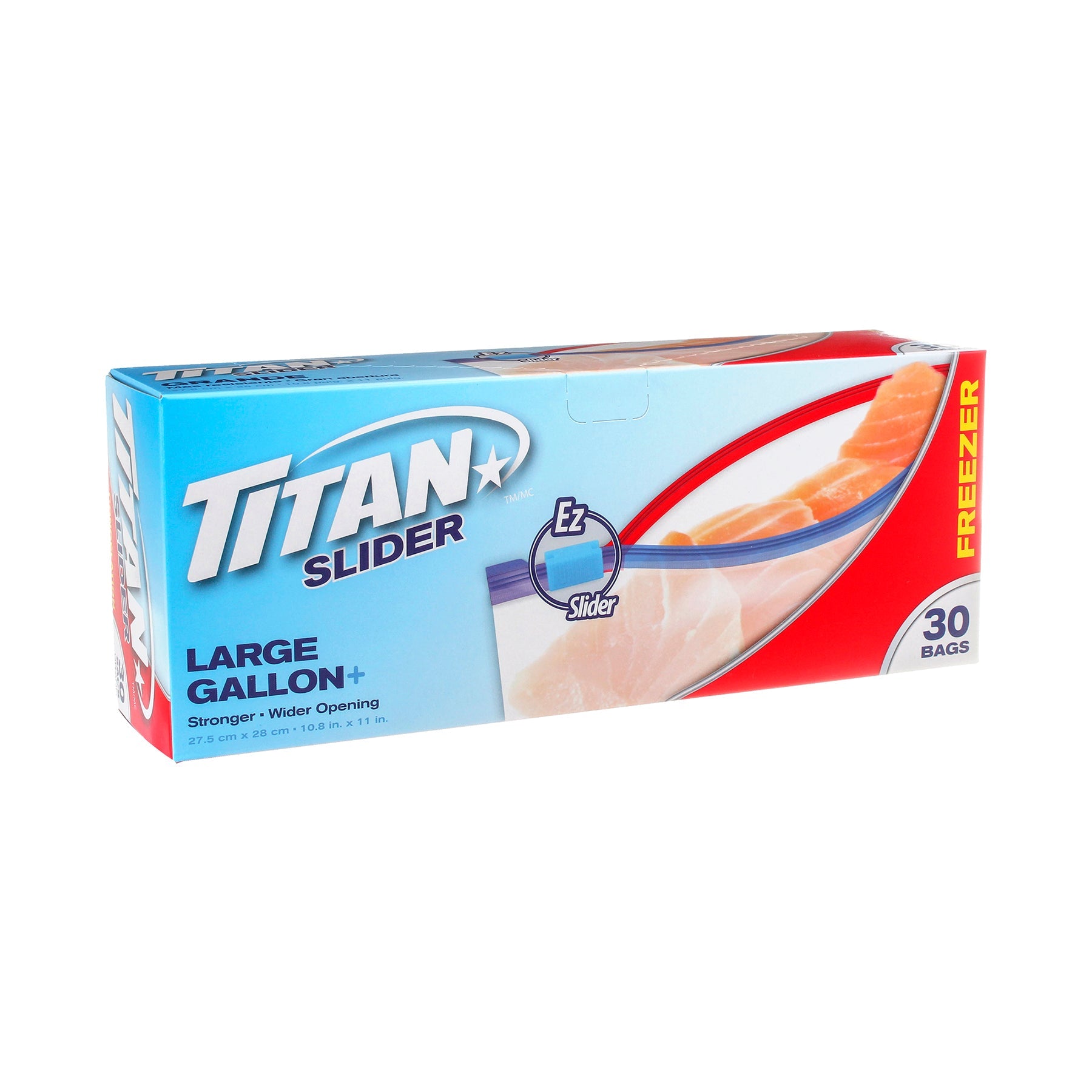 Titan 30 Zipper Freezer Bags Large 10.8x11in