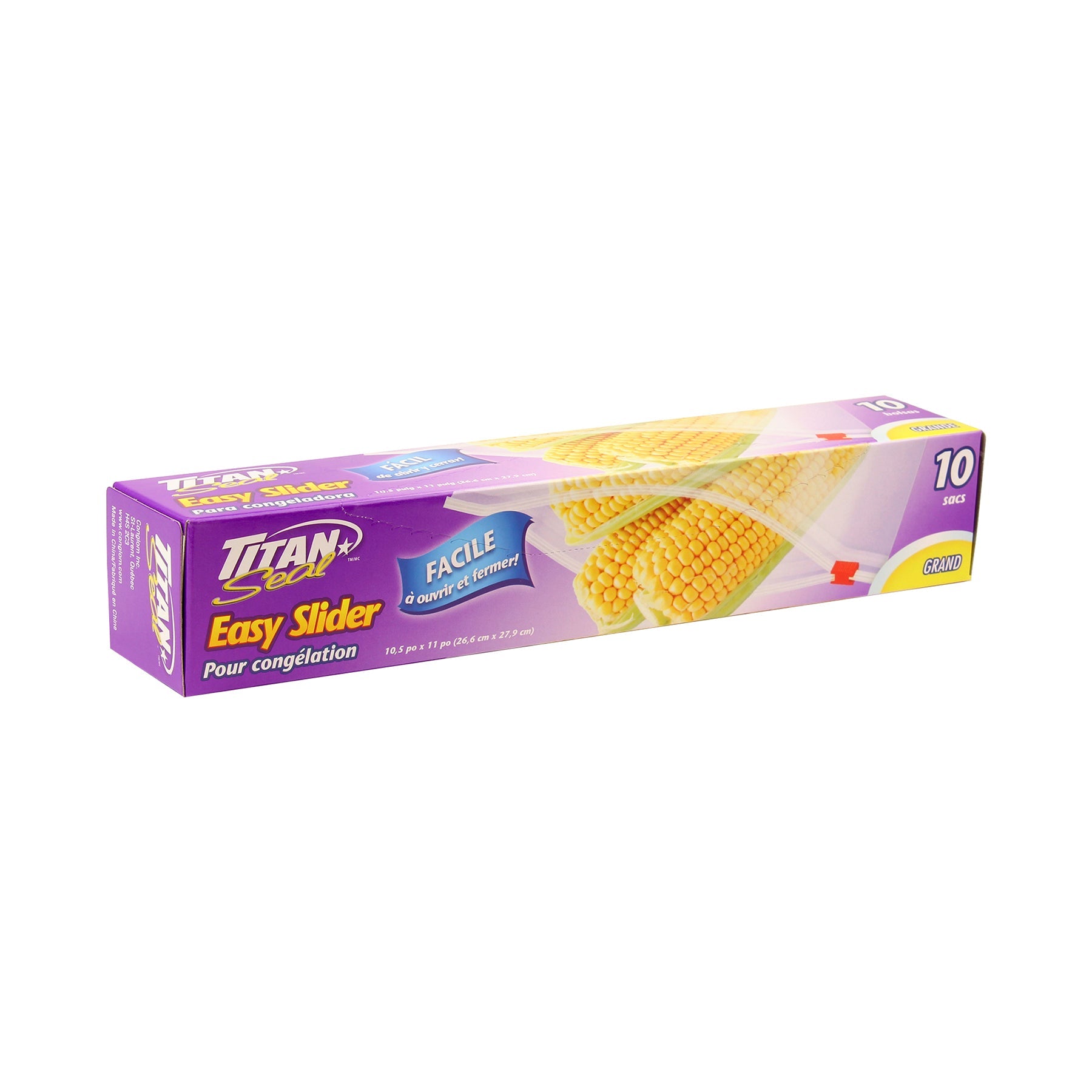 Titan 10 Easy Slider Freezer Bags Large 10.5x11in