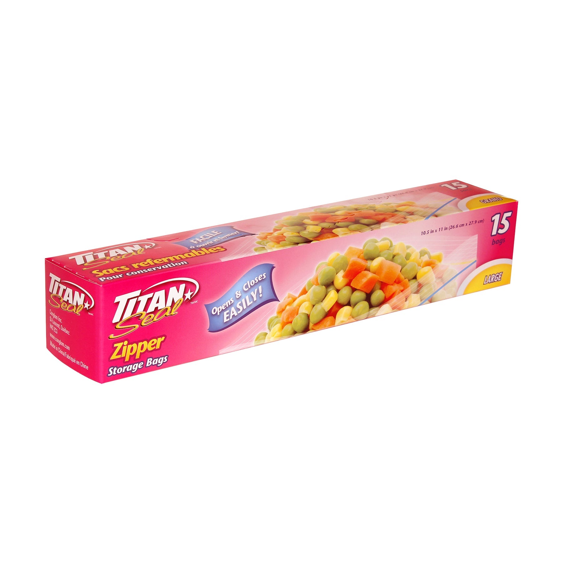Titan 15 Zipper Storage Bags Large 10.5x11in