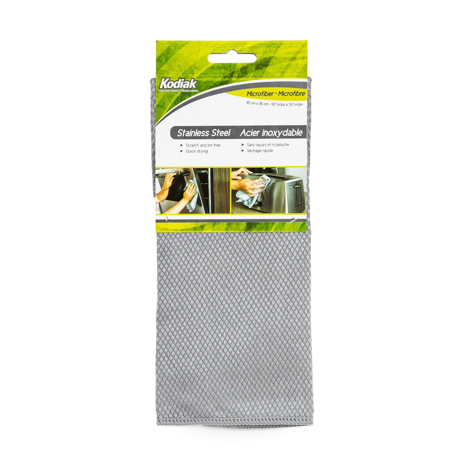 Kodiak Microfiber Grey Stainless Steel Cloth 13.7x13.7in