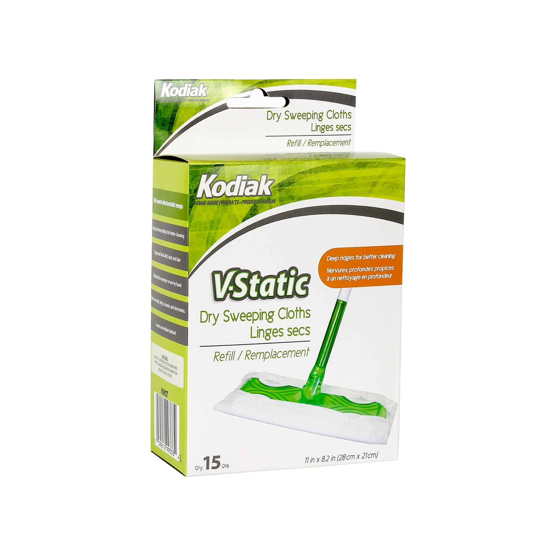 Kodiak 15 V-Static Dry Sweeping Cloths Refill 11x8.2in