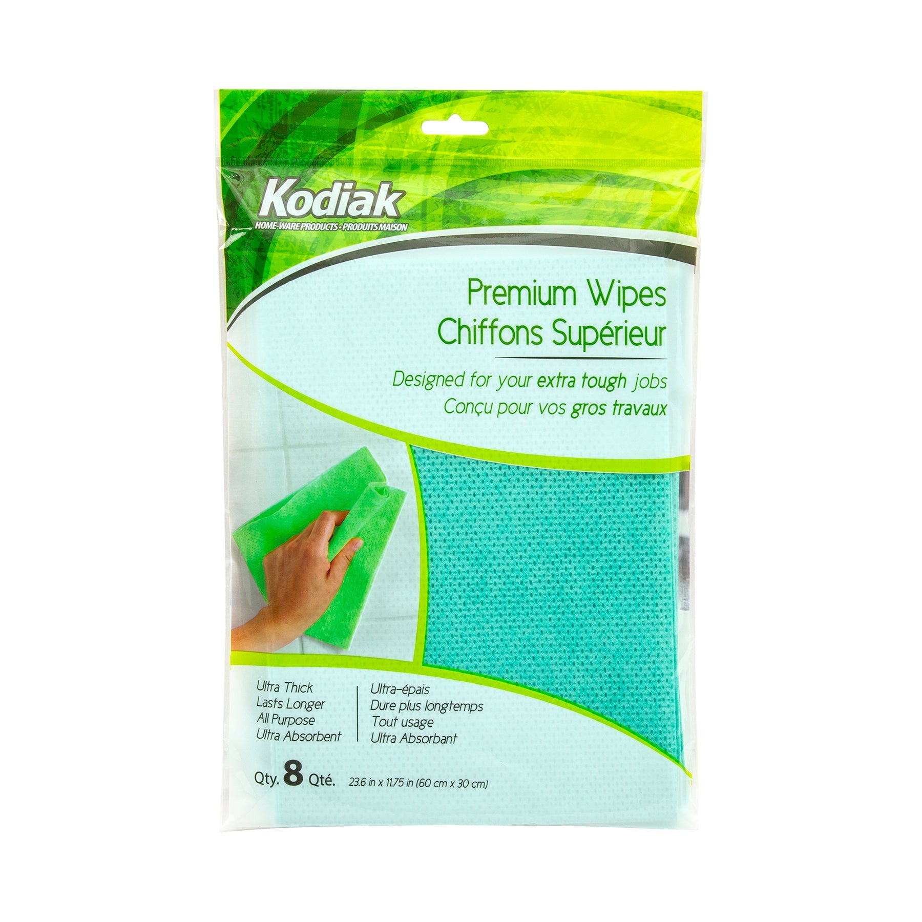Kodiak  8 Heavy Duty Dry Wipes Green 19.6x14in