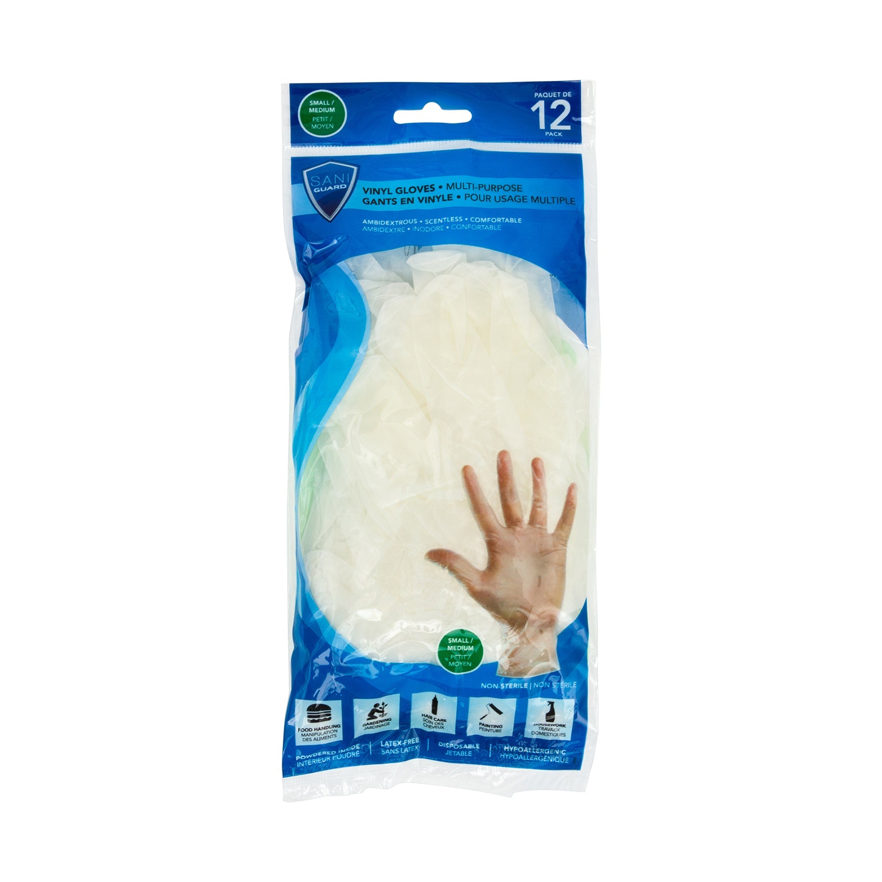 Sani-Guard 12 Vinyl Gloves Small/Medium