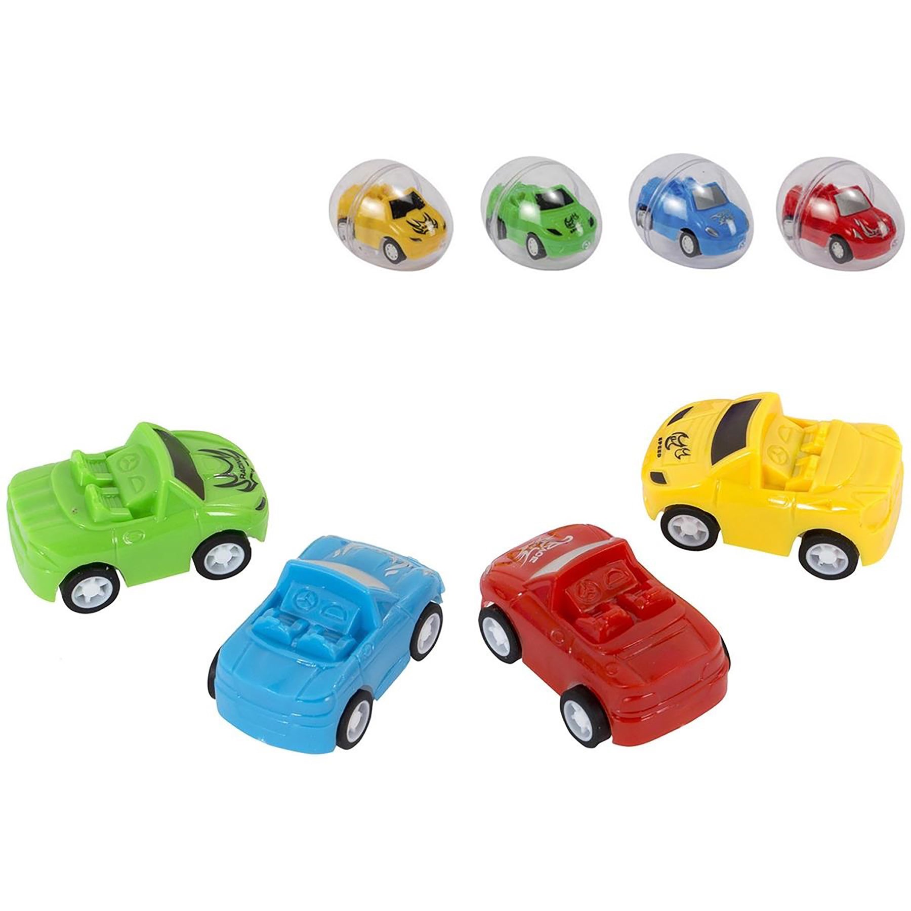 Mini Pull Back Car in Transparent Egg 2.5in capsule