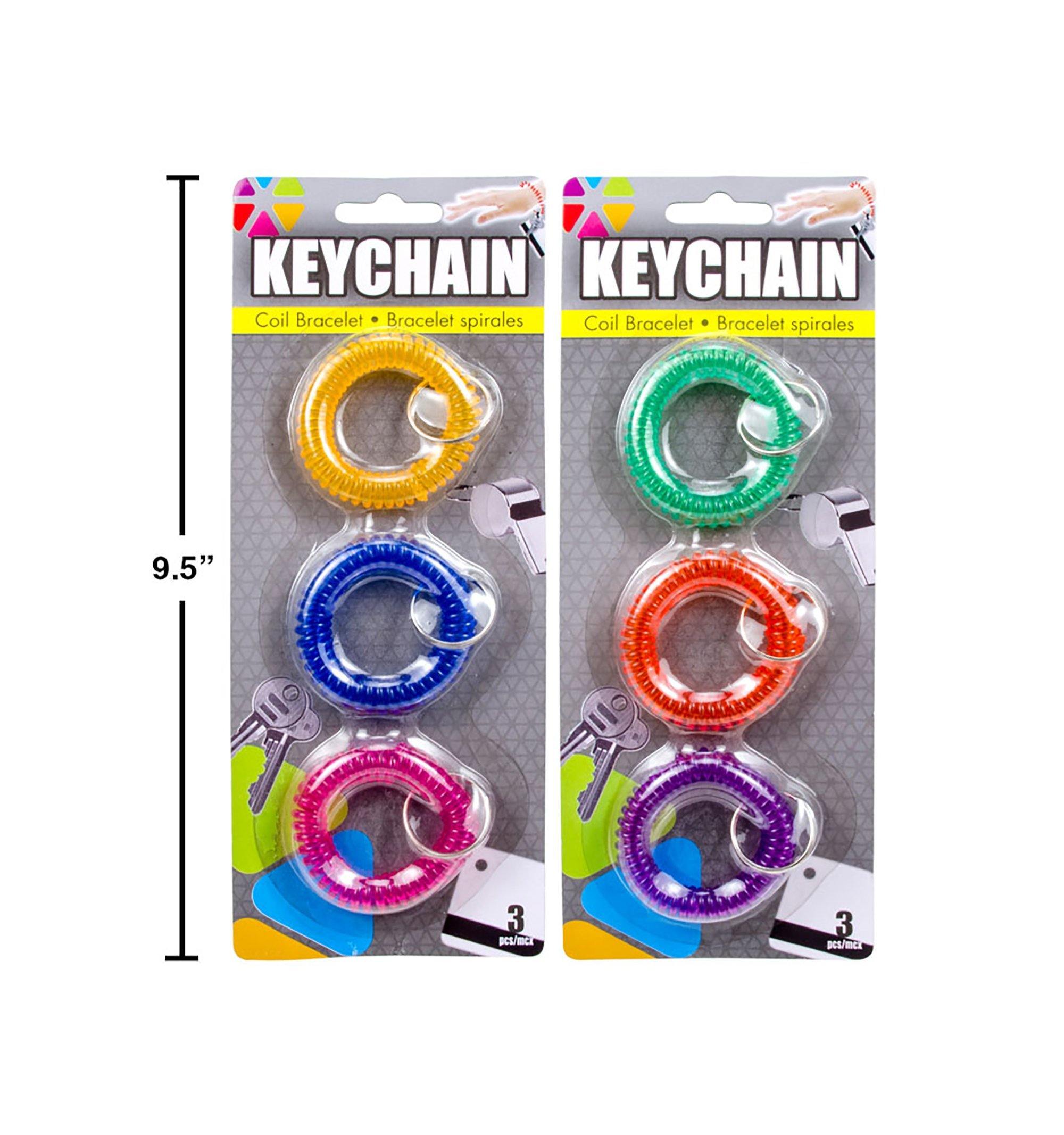 3-Pc Pvc Coil Bracelet W/Keyring - Dollar Max Dépôt