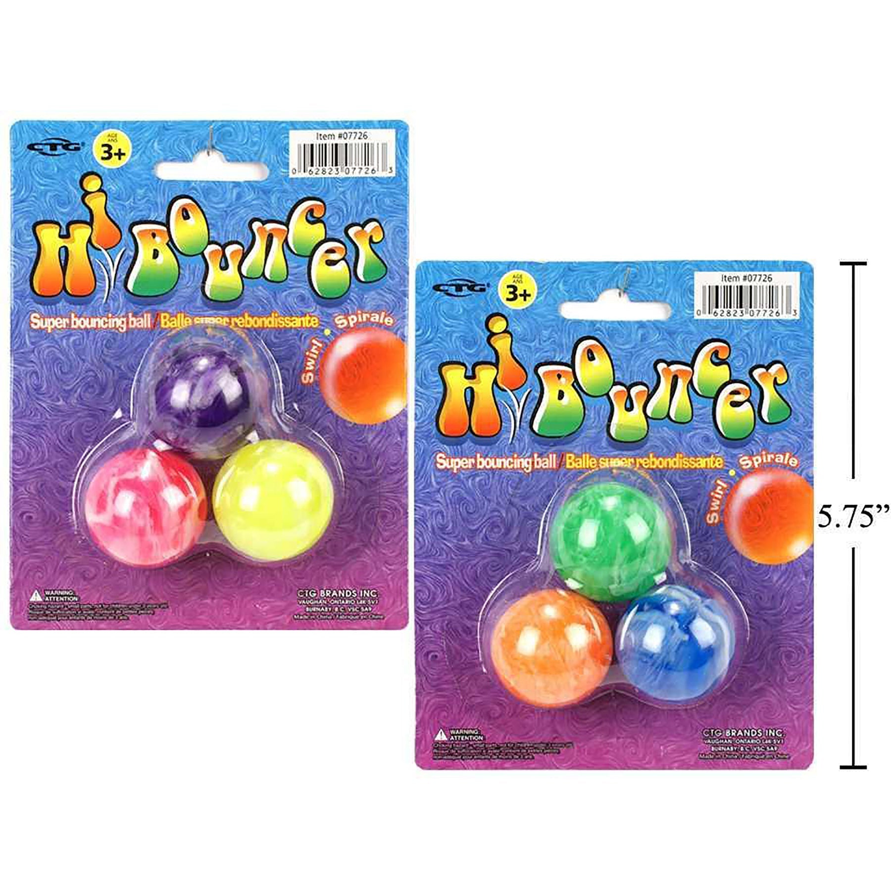 3 Swirl Bounce Balls 1.4in