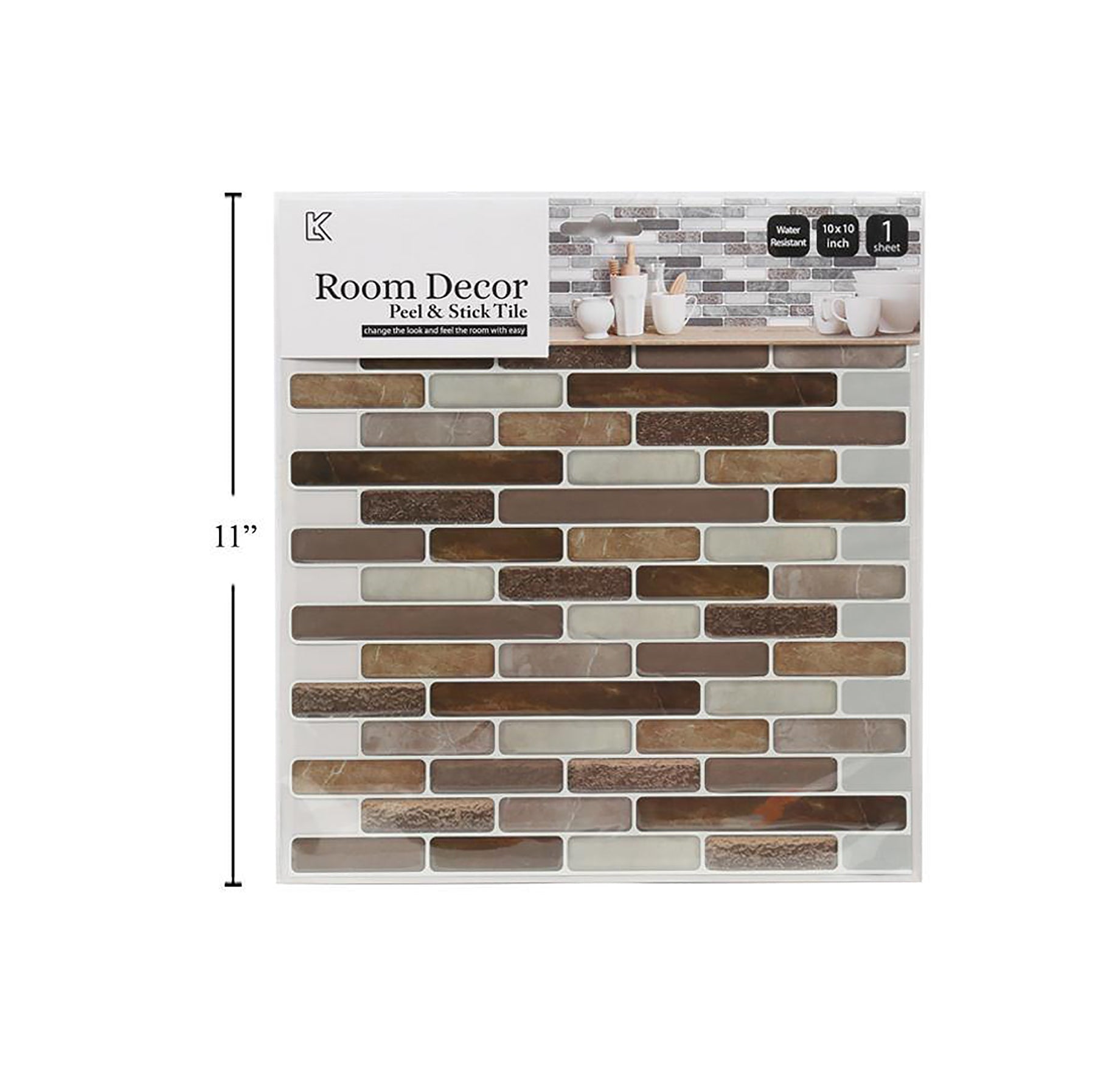 iDesign Wall Decals Thin Rectangular Tile Brown/Bronze 10x10in