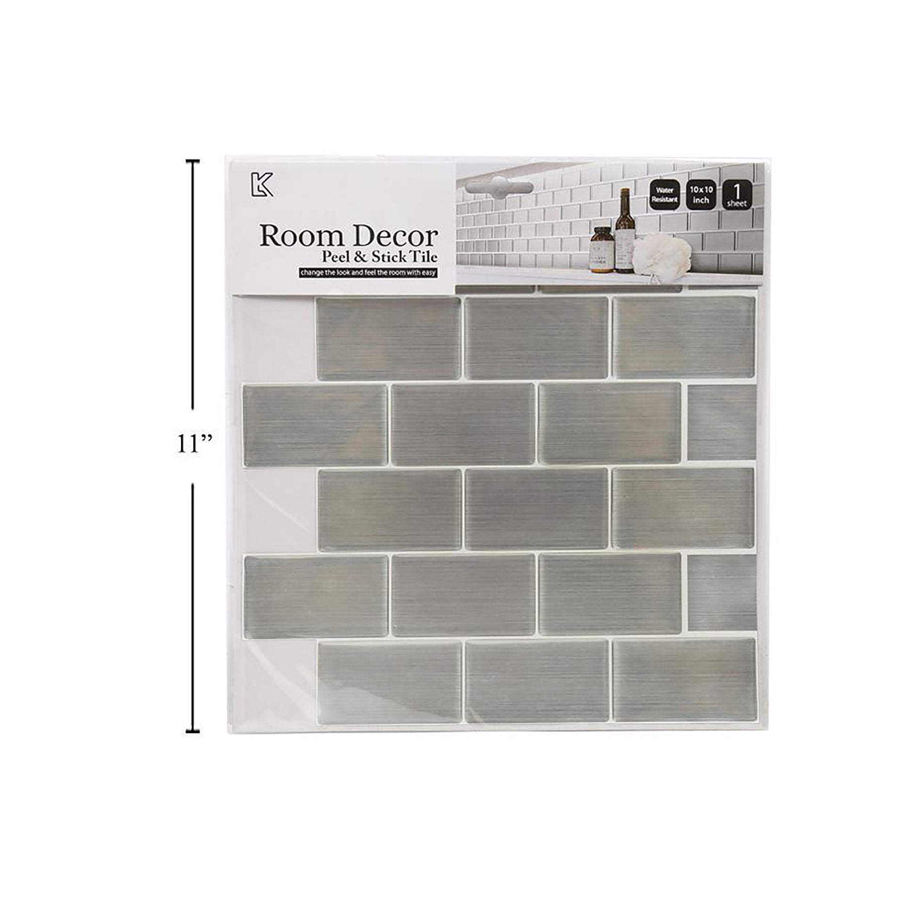 iDesign Wall Decals Subway Tile Silver 10x10in