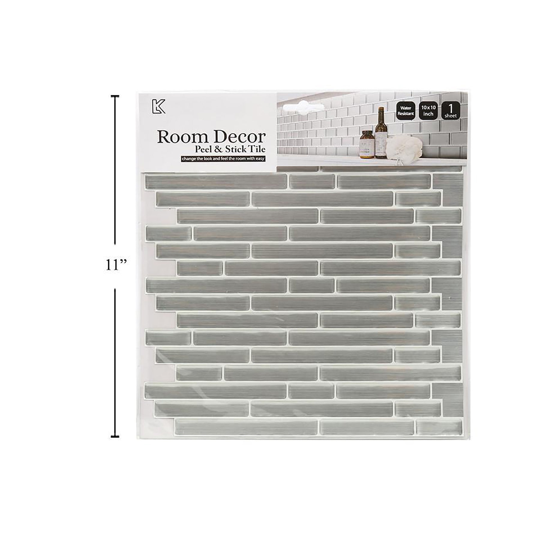 iDesign Wall Decals Thin Rectangular Tile Silver 10x10in