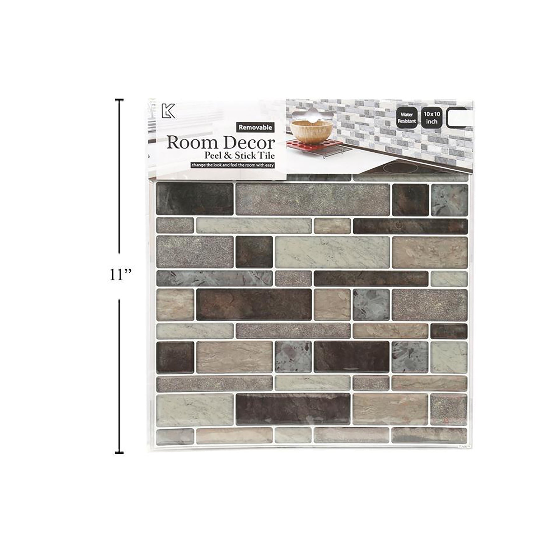iDesign Wall Decals Square/Rectangular Tile Taupe 10x10in