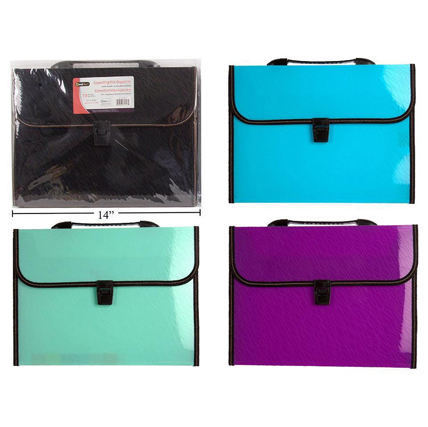 Desk Tech File Organizer 13 Pockets Handle with Lock Flap Letter size