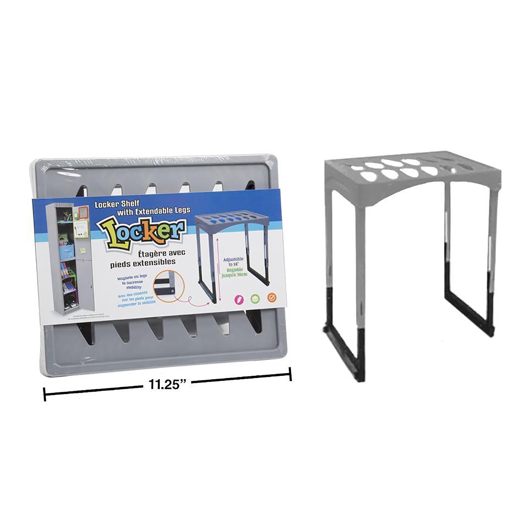 Office Works Locker Shelf Grey Adjustable Plastic 11.25x9.5in up to 14in High