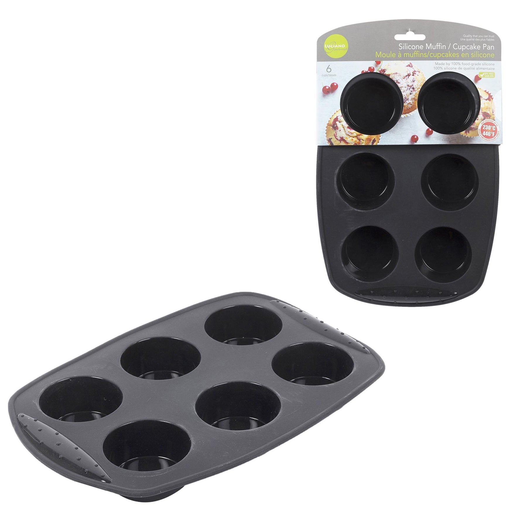 Luciano Gourmet Muffin Tray Silicone for 6 Muffins 11.75x8in 2.5in Muffin