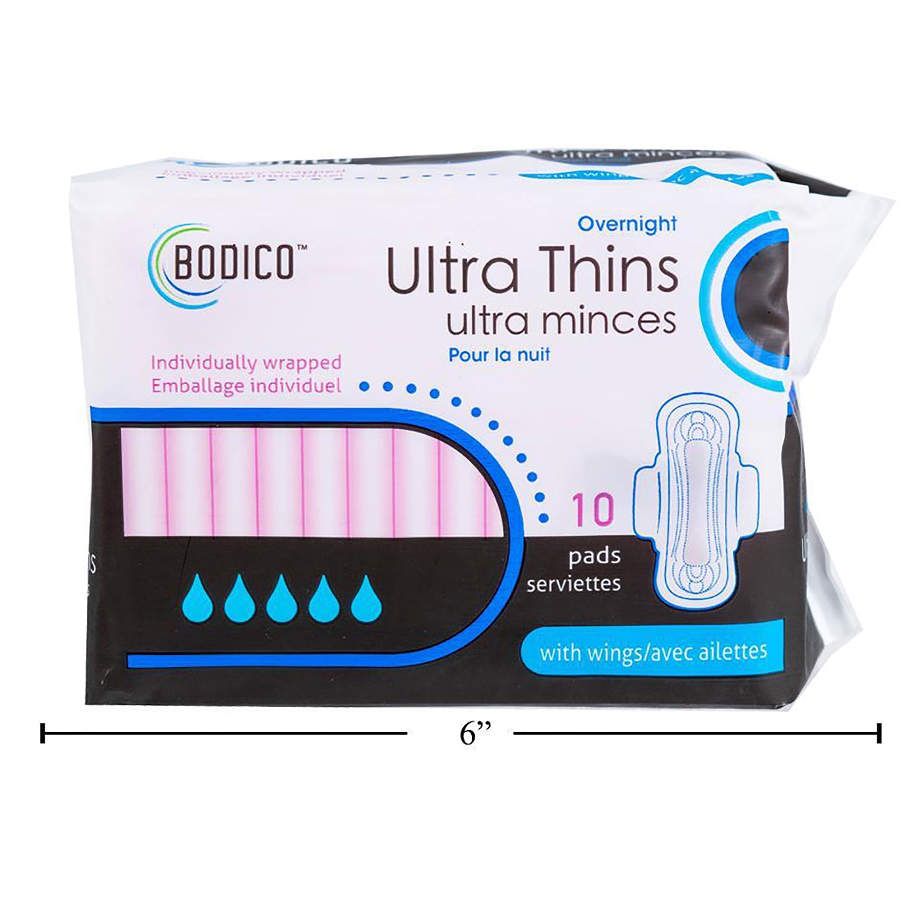 Bodico 10 Overnight Pads with Wings Ultra Thin