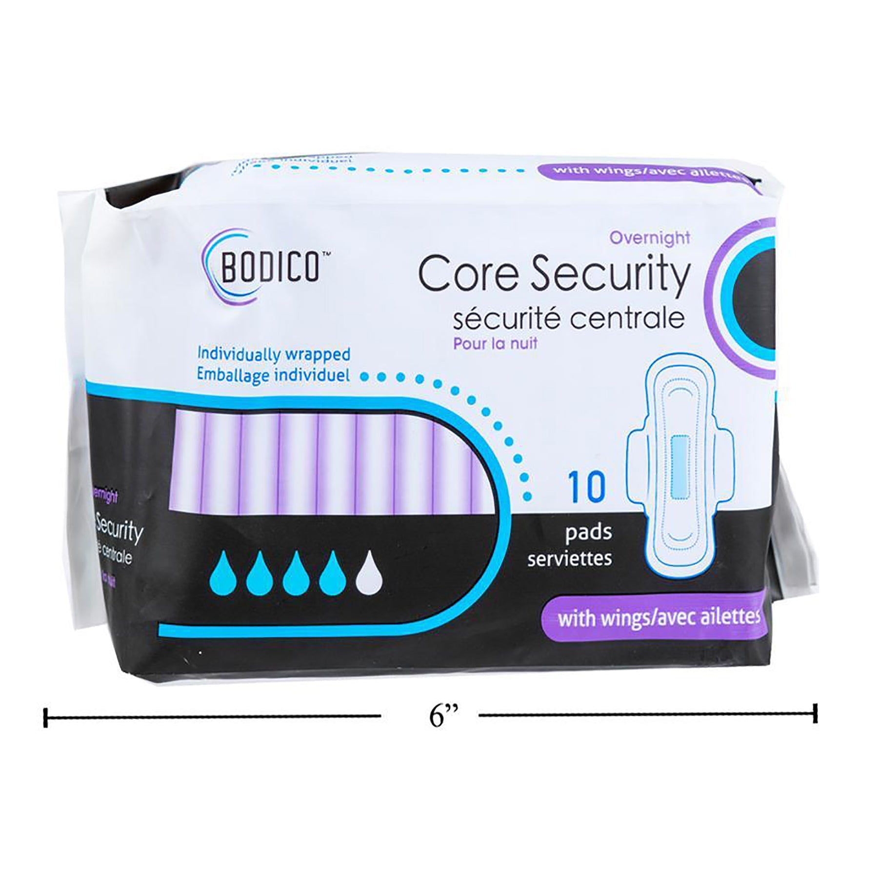 Bodico 10 Overnight Pads with Wings
