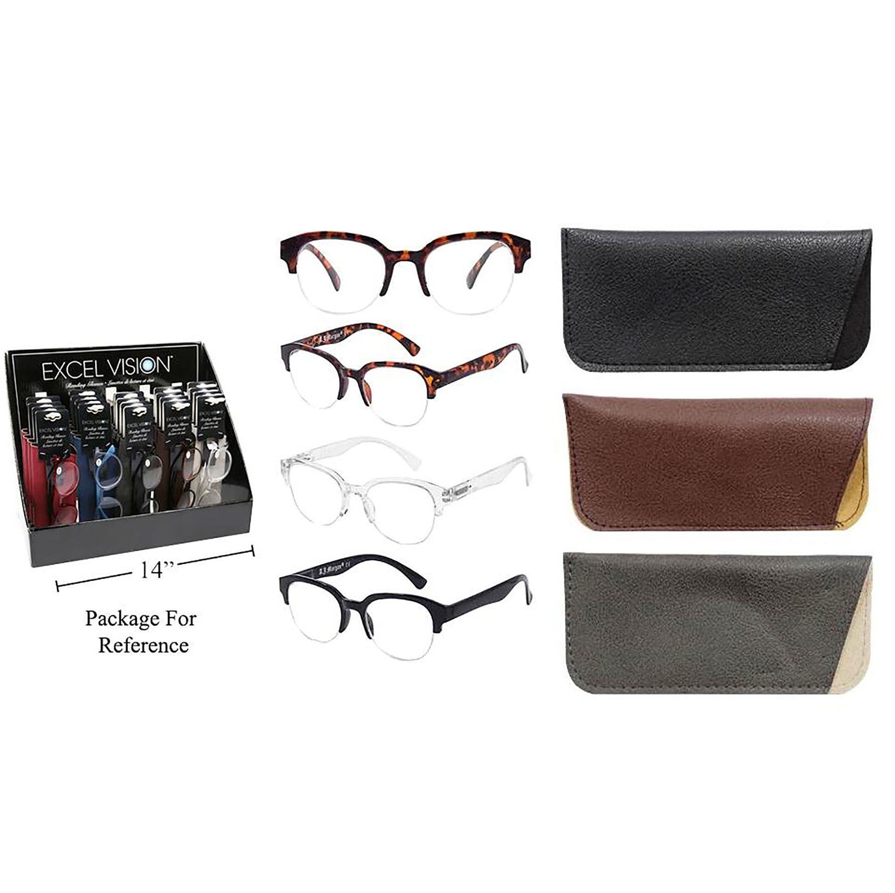 Excel Vision Reading Glasses Spring Hinge with Pouch