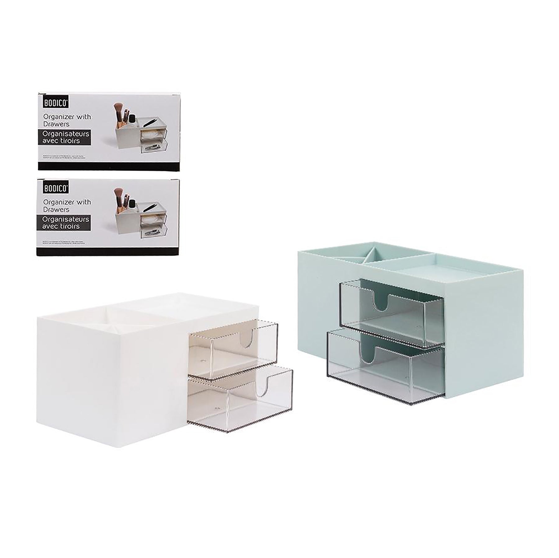 Bodico Organizer with 2 Drawers Plastic 6.9x3.5x3.6in