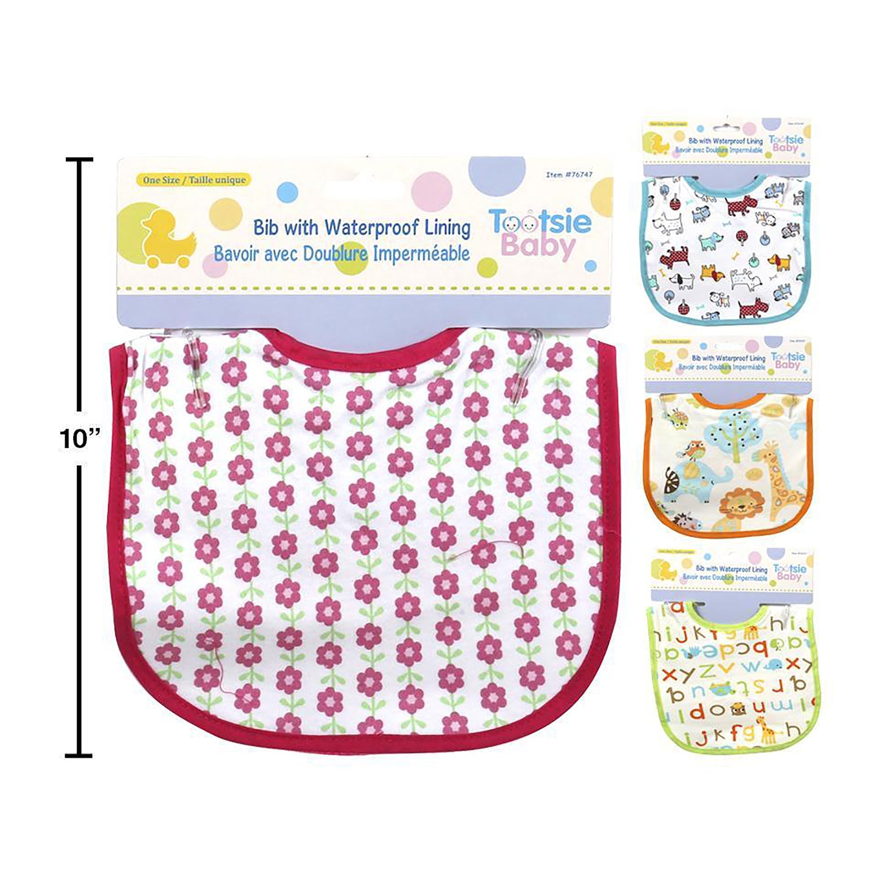 Tootsie Baby Bib with PEVA Back Terry 75% Cotton-25% Polyester One Size