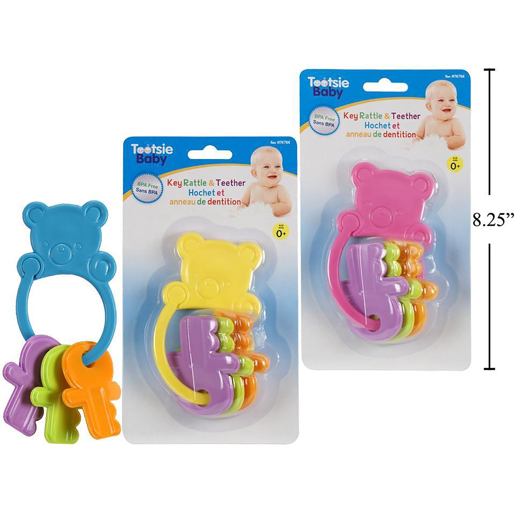 Tootsie Baby Bear Keys Rattle Teether 6x2.75in