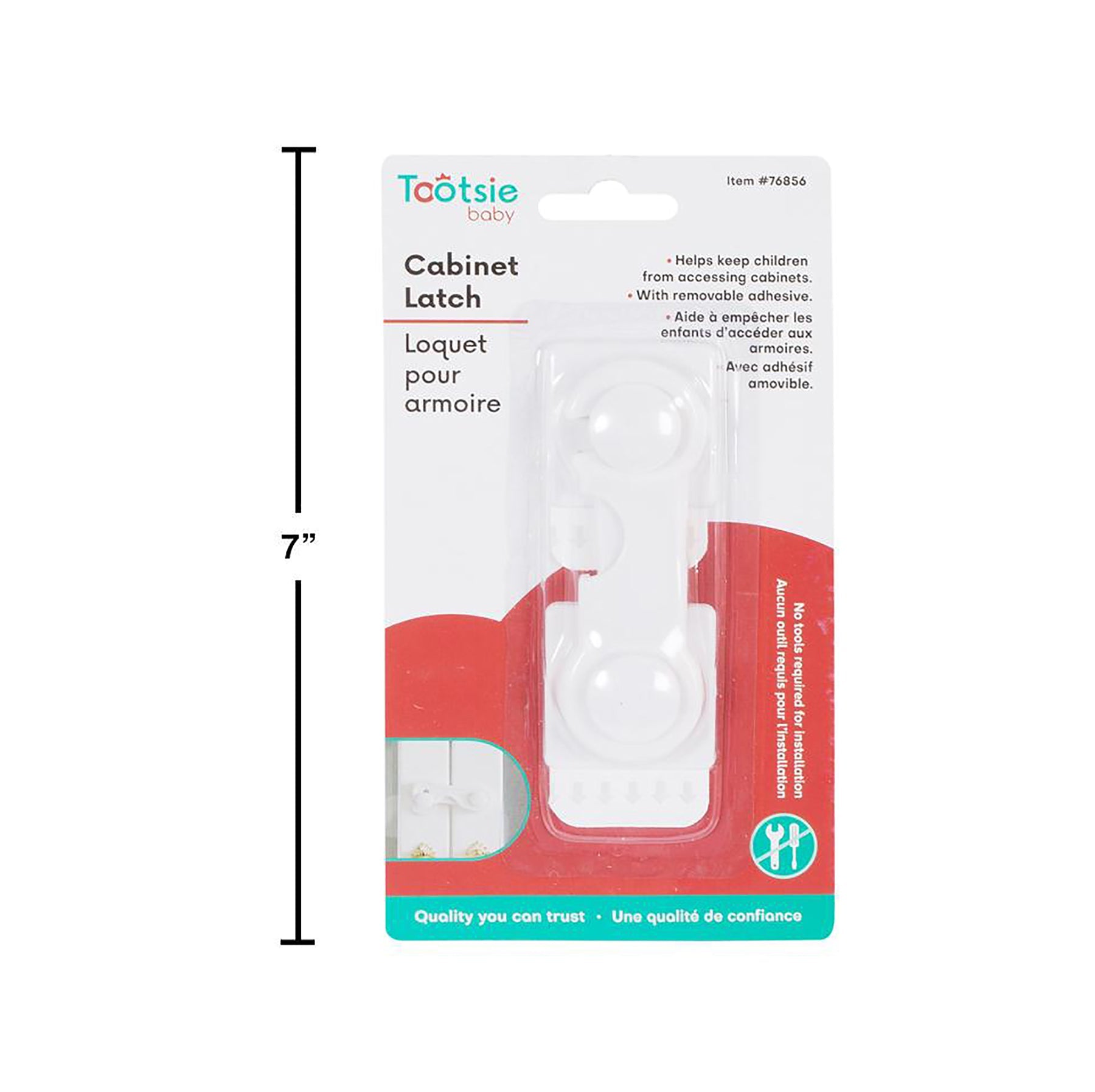 Tootsie Baby Cabinet Latch White Plastic 4x1.5x0.5in