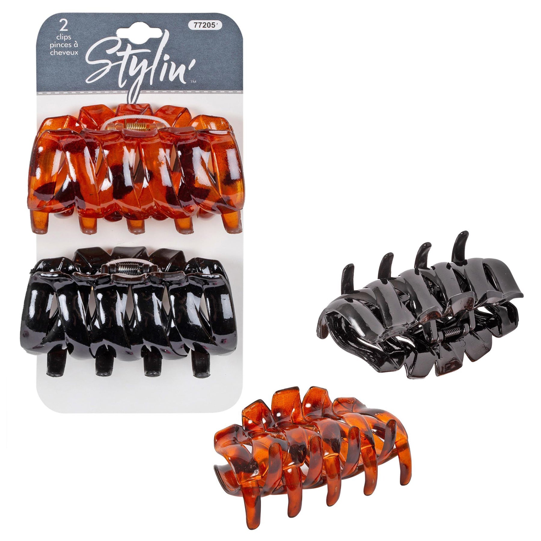 Stylin 2 Claw Clips Plastic 3.5x1.8in each