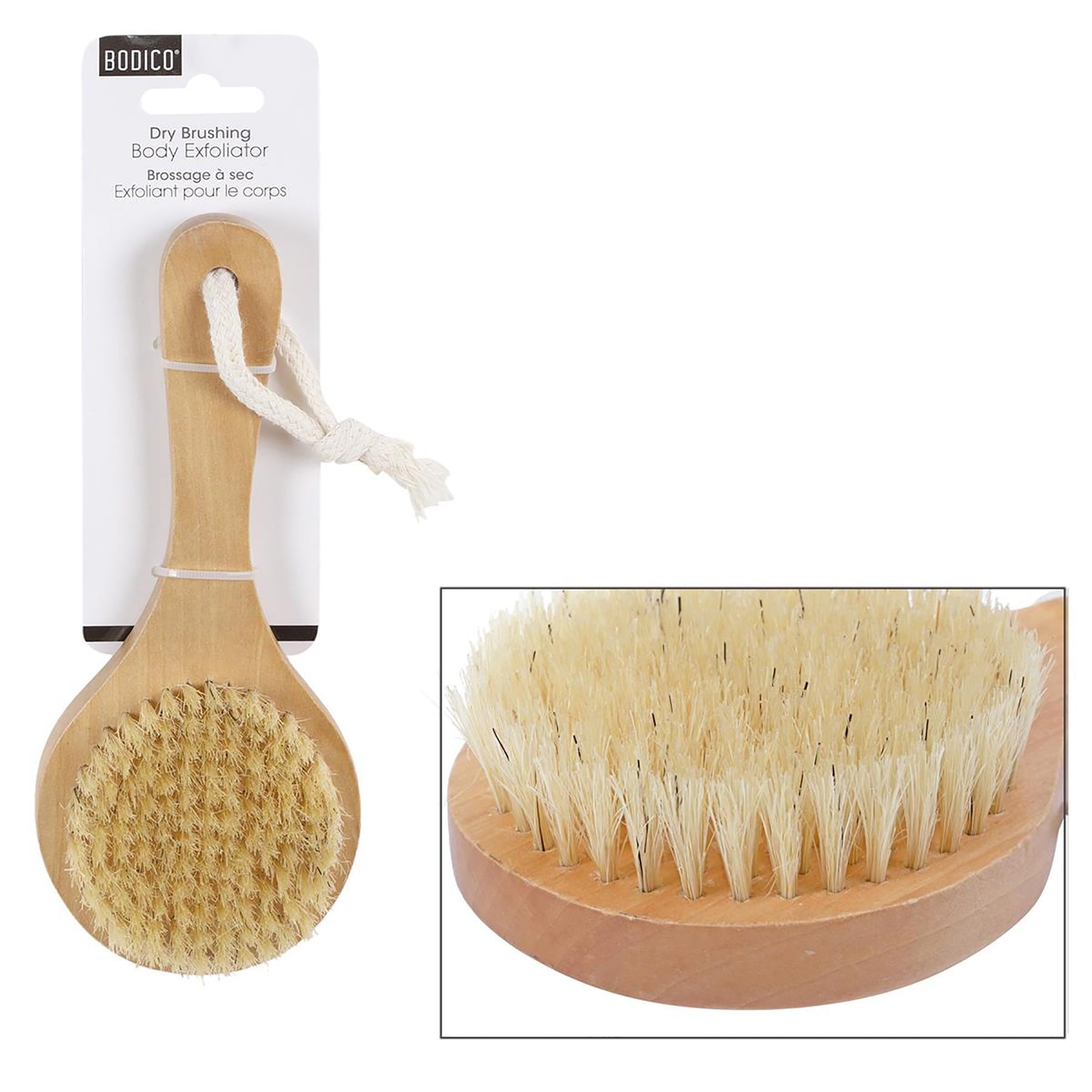 Bodico Bath Dry Brush Wood Handle 7.5x3.1x1.3in