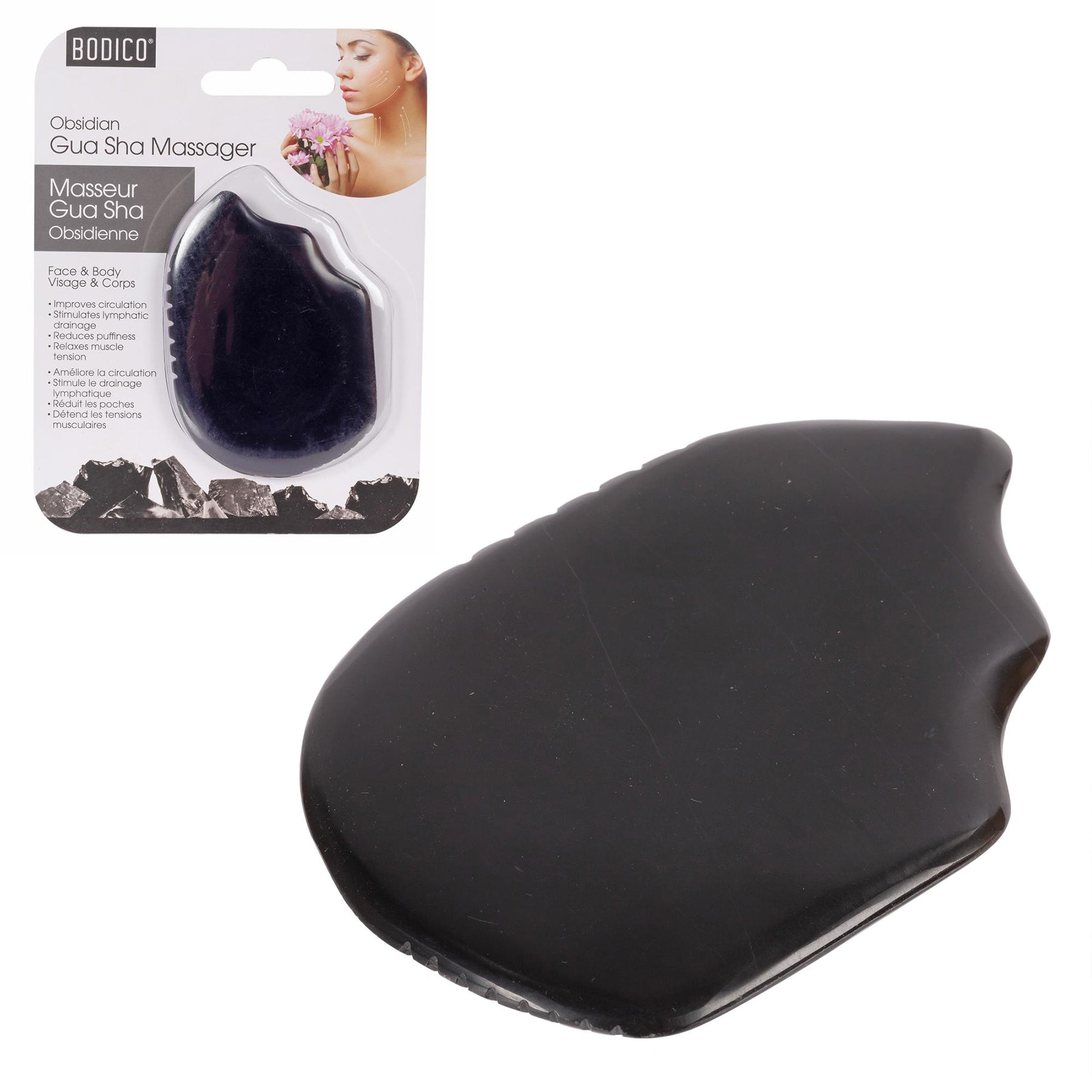 Bodico Obsidian Gua Sha Massager 3.9x2.75in