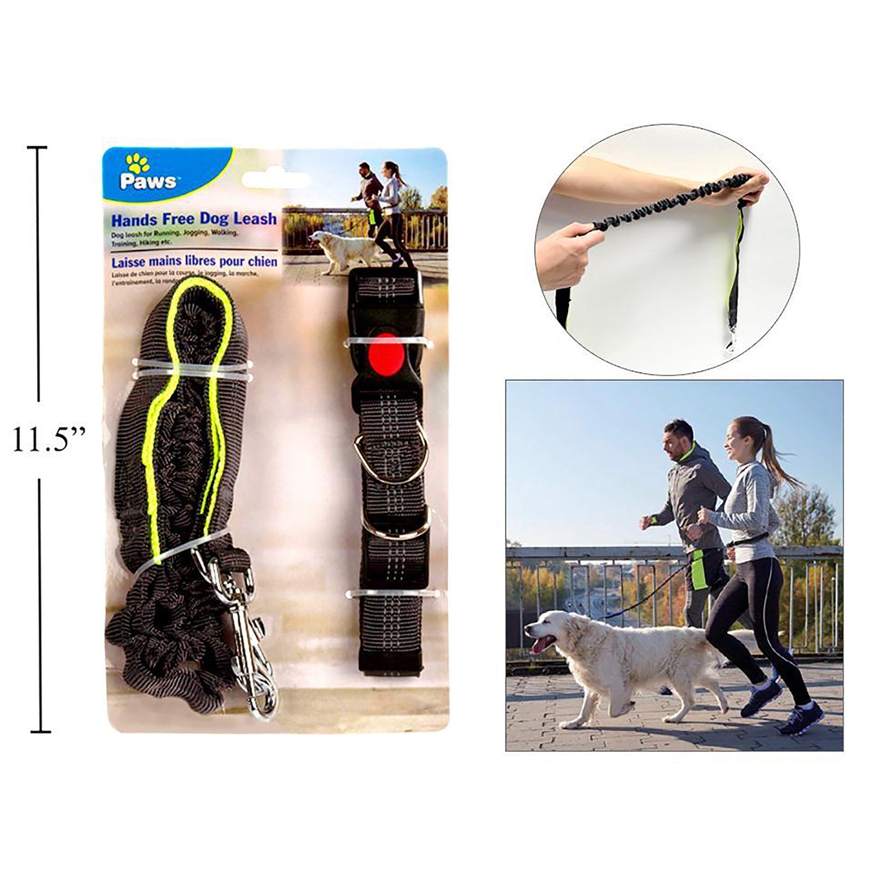 PAWS Hand Free Dog Leash with Ajustable Waist Strap up to 60in