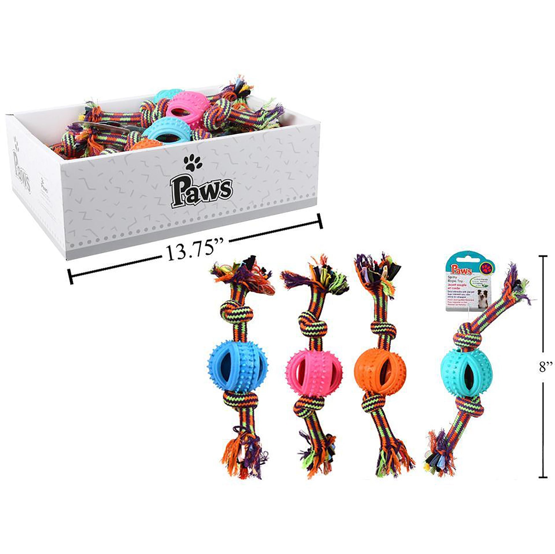 PAWS Spiny Rope Toy 8in