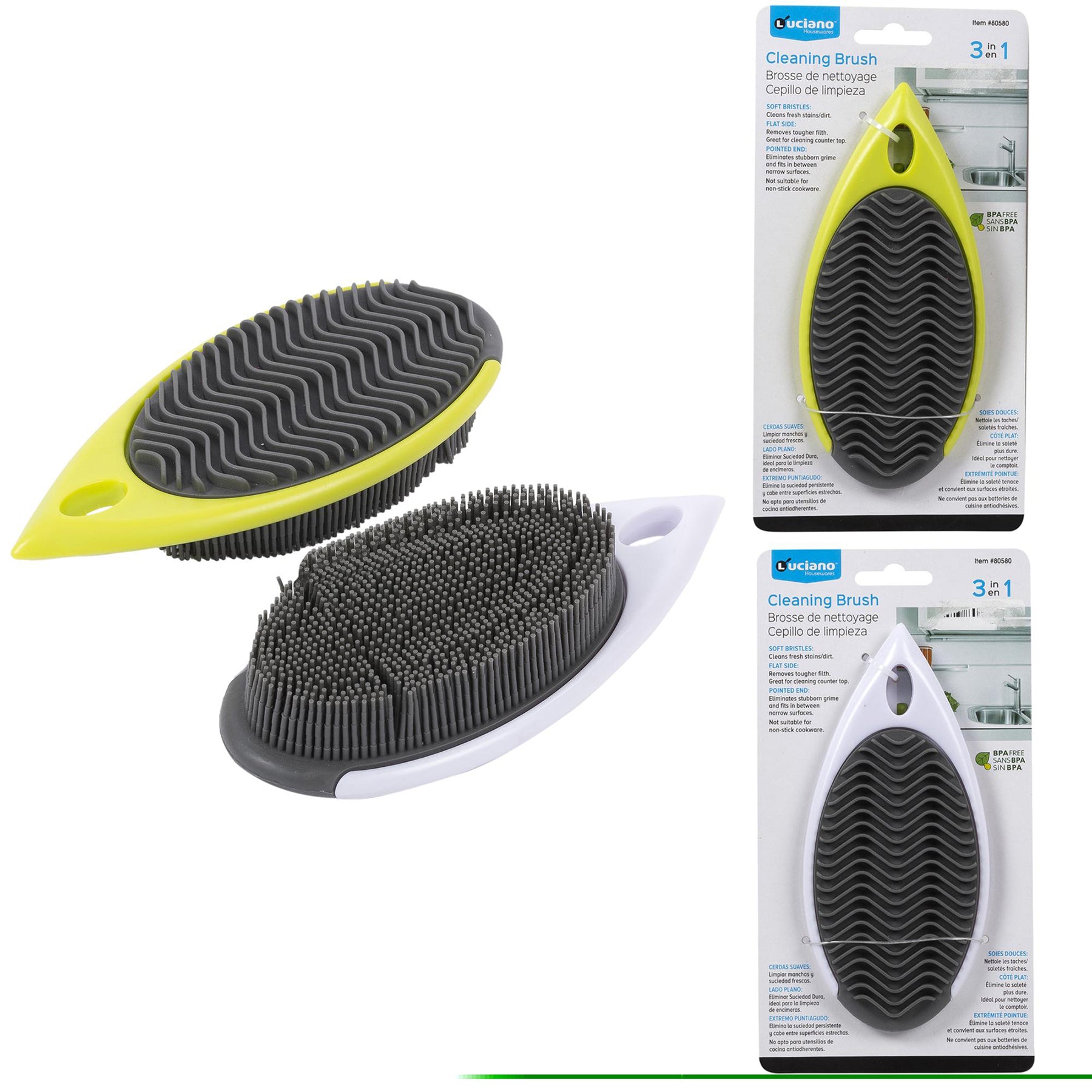 Luciano Cleaning Brush Silicone Bristles 6.7x3x1.1in